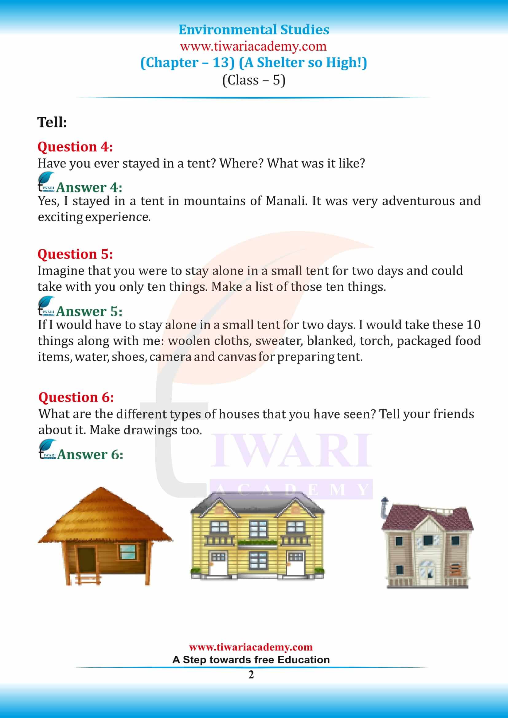 Class 5 EVS Chapter 13 A Shelter so High