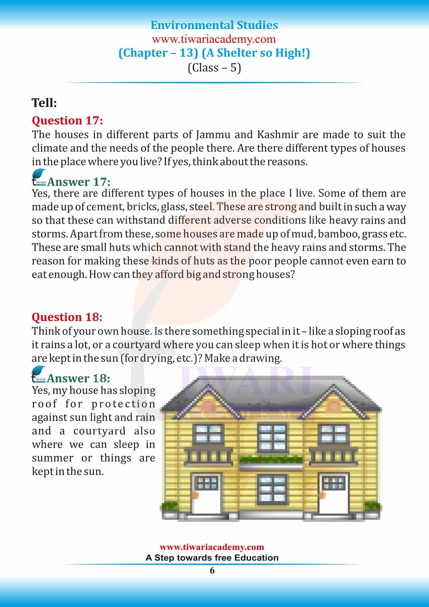 NCERT Solutions for Class 5 EVS Chapter 13 answers