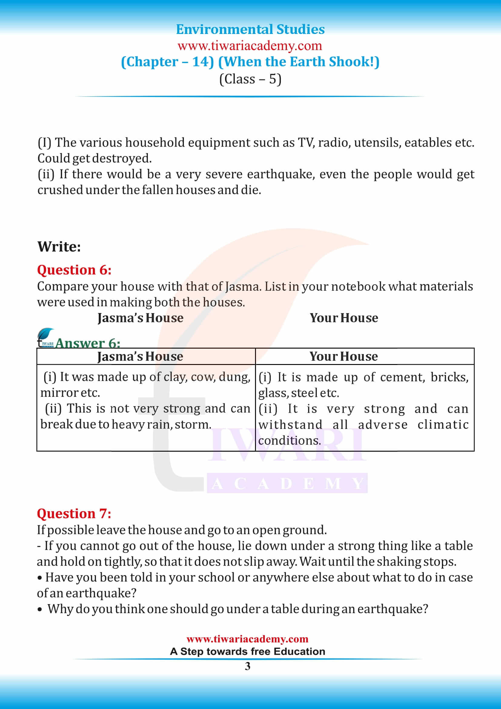 NCERT Solutions for Class 5 EVS Chapter 14