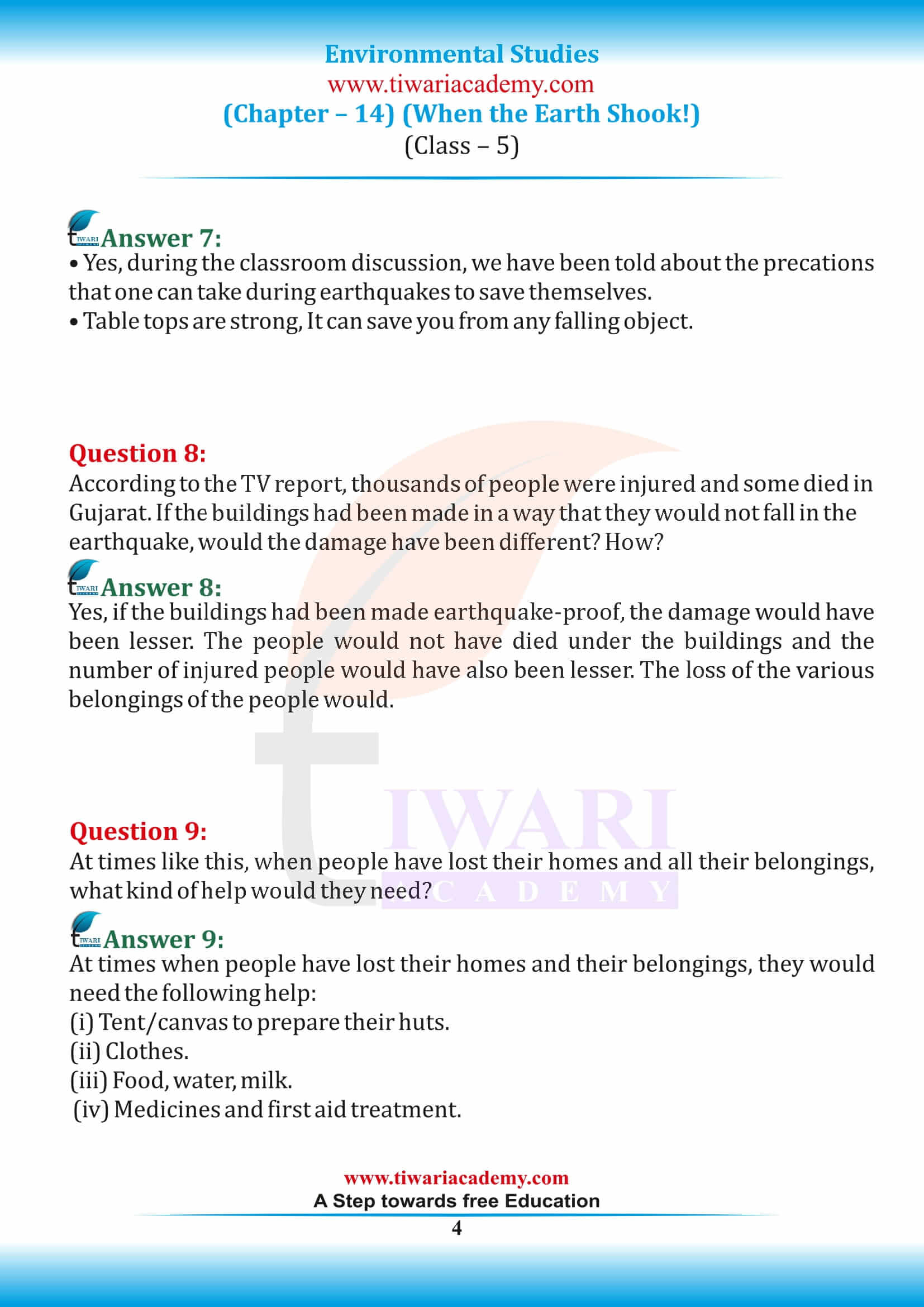 NCERT Solutions for Class 5 EVS Chapter 14 in English Medium