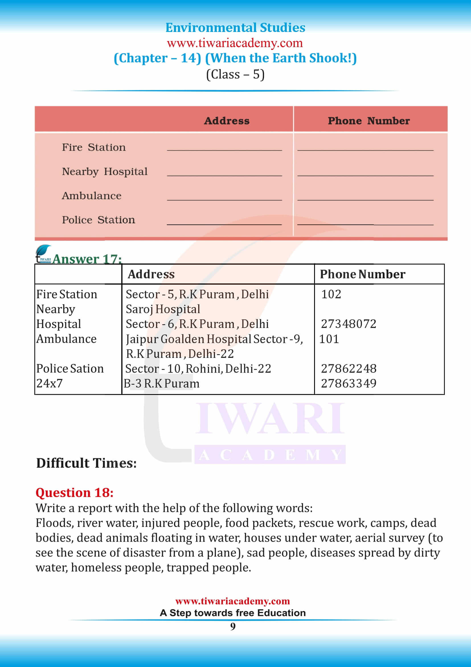 Class 5 EVS Chapter 14 free answers guide