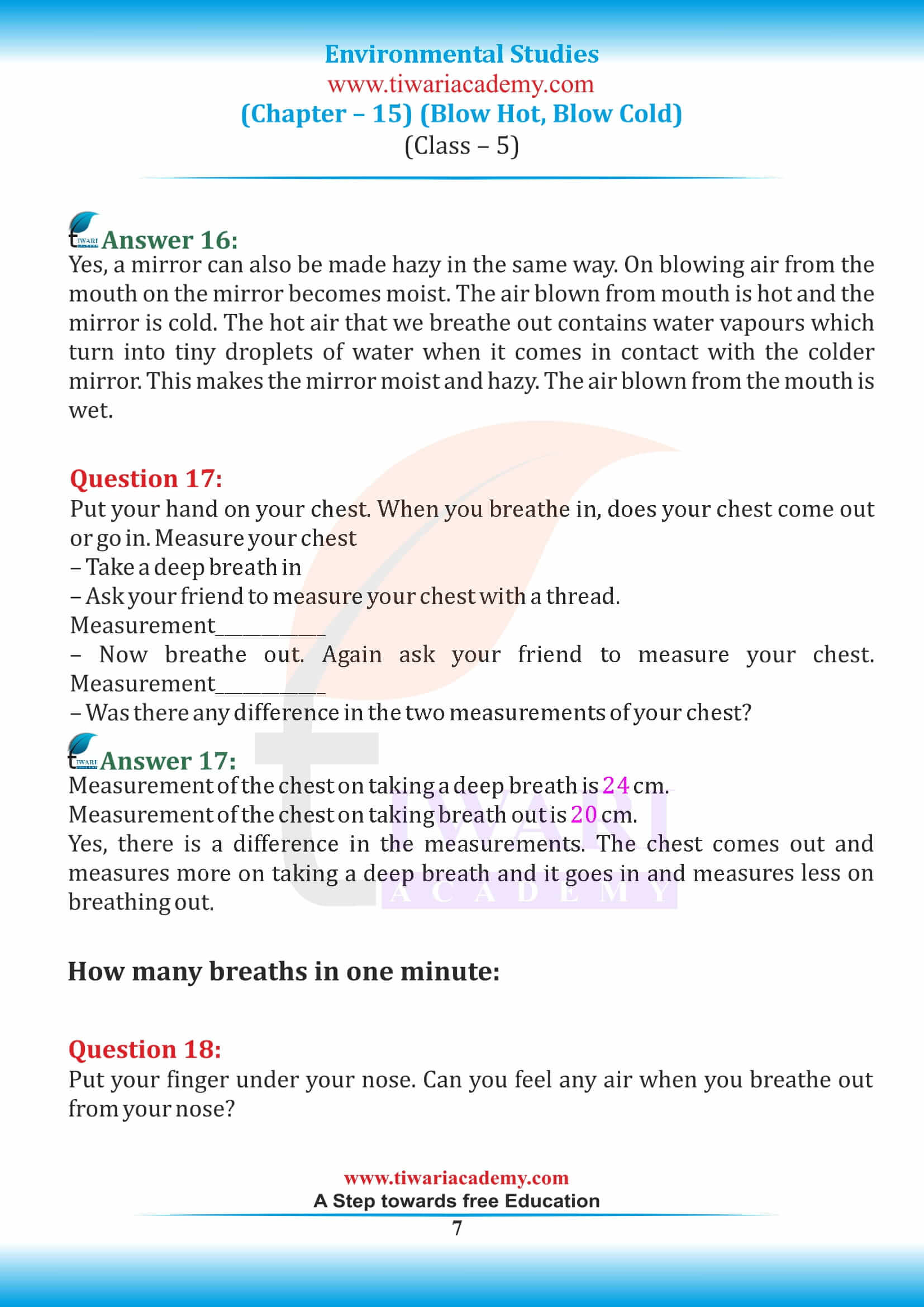 Class 5 EVS Chapter 15