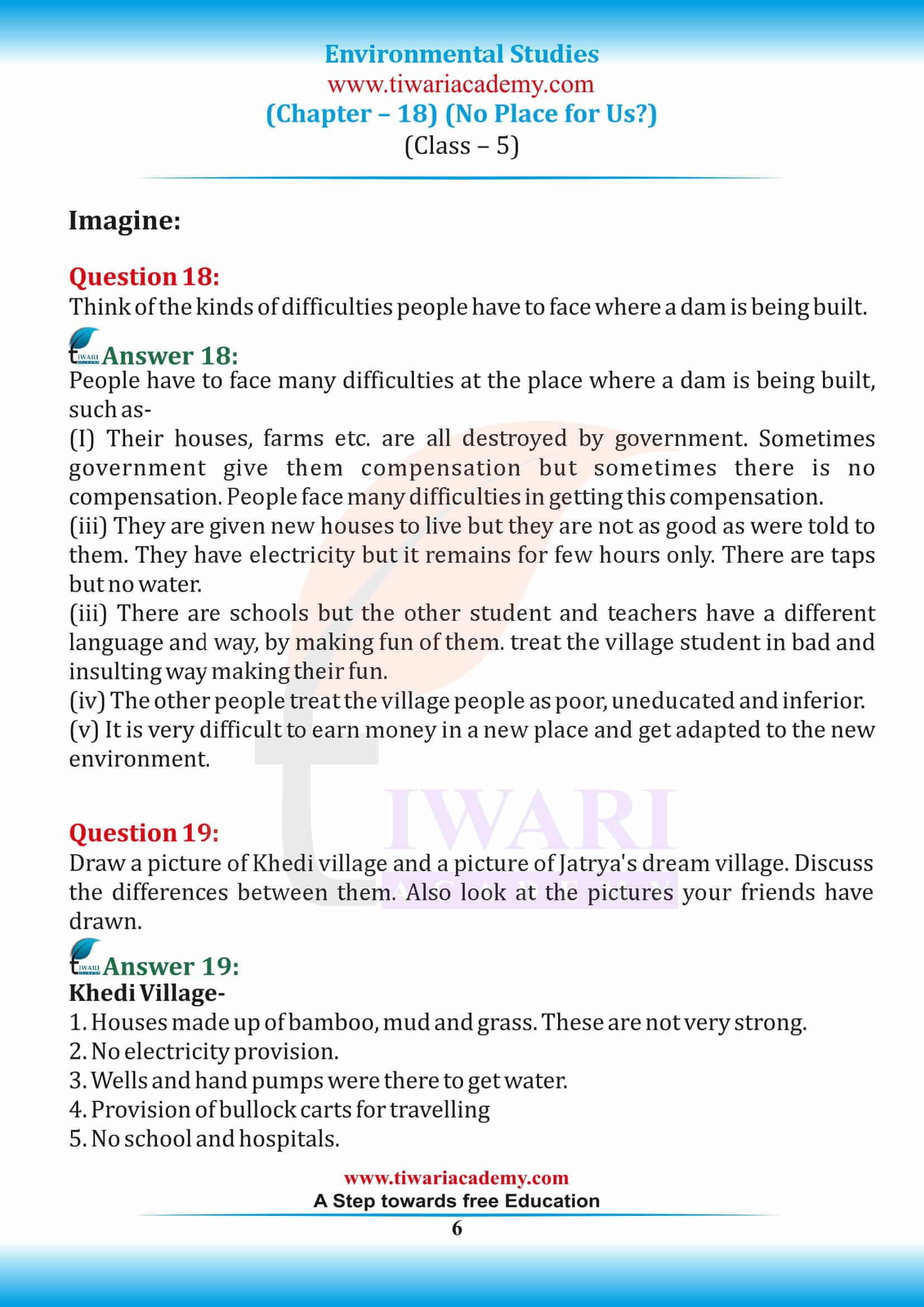 NCERT Solutions for Class 5 EVS Chapter 18 all answers