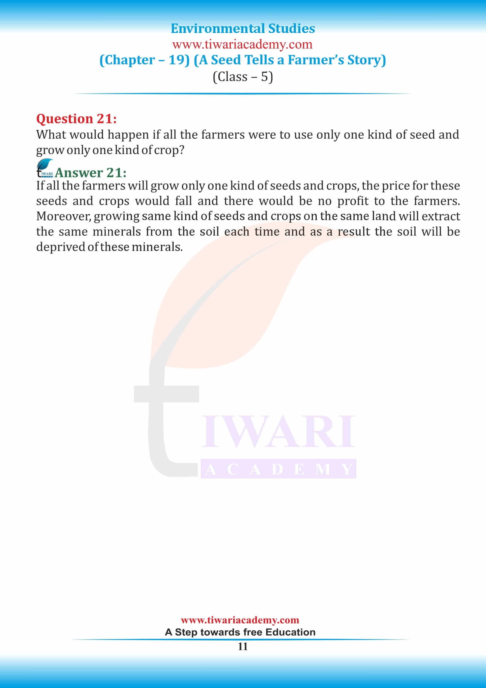 Class 5 EVS Chapter 19 question answers guide