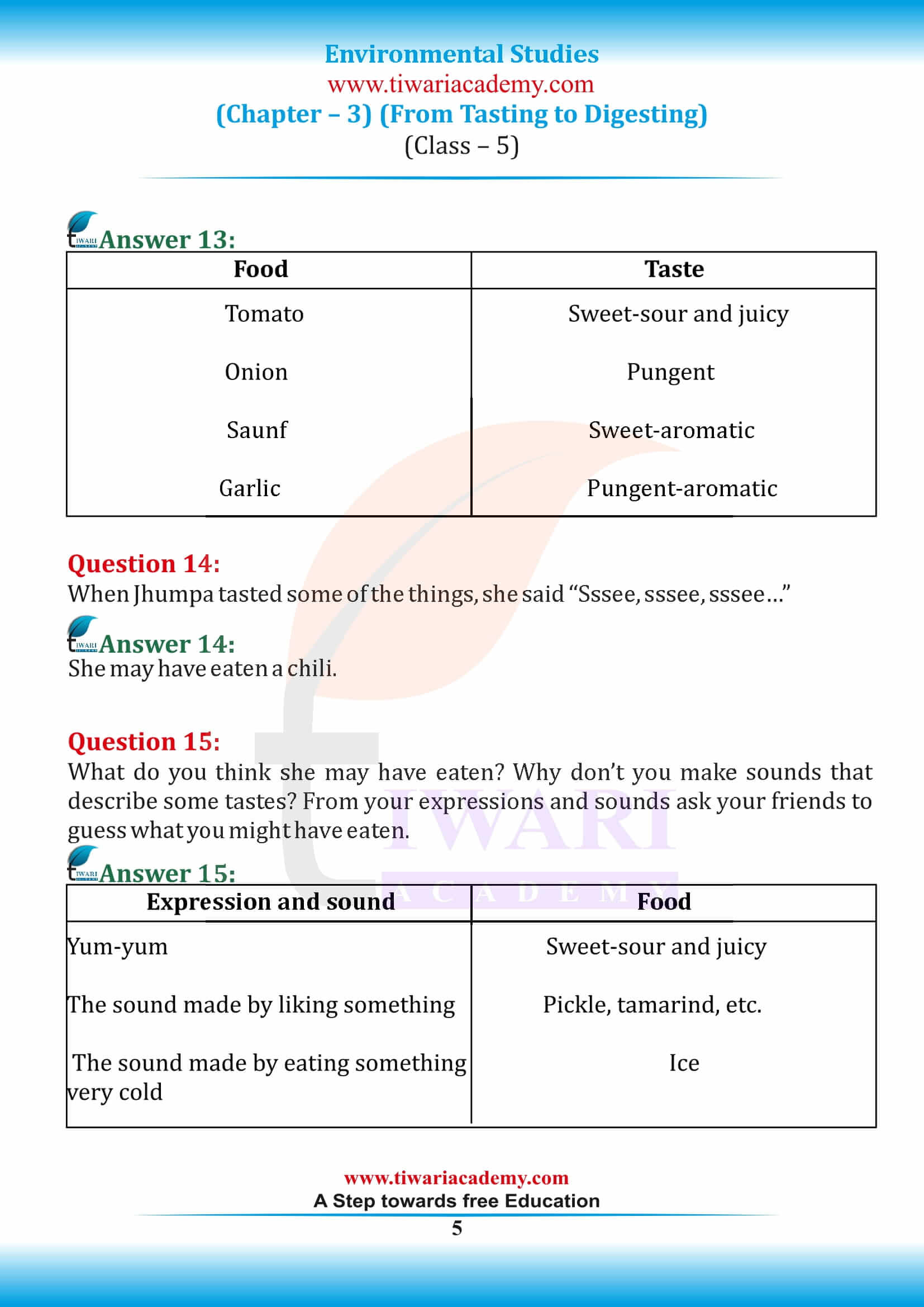 Class 5 EVS Chapter 3 ncert answers