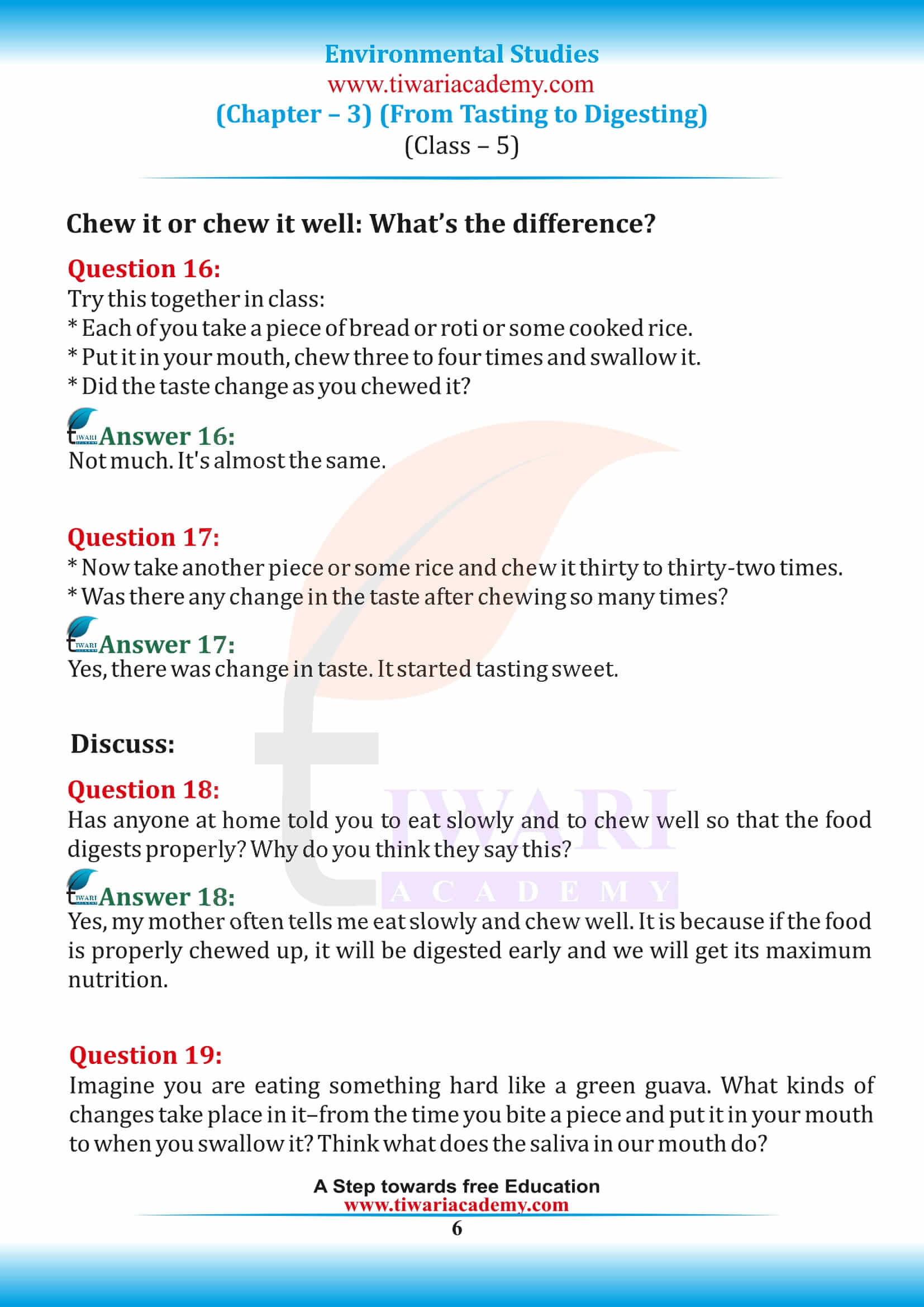 Class 5 EVS Chapter 3 question answers