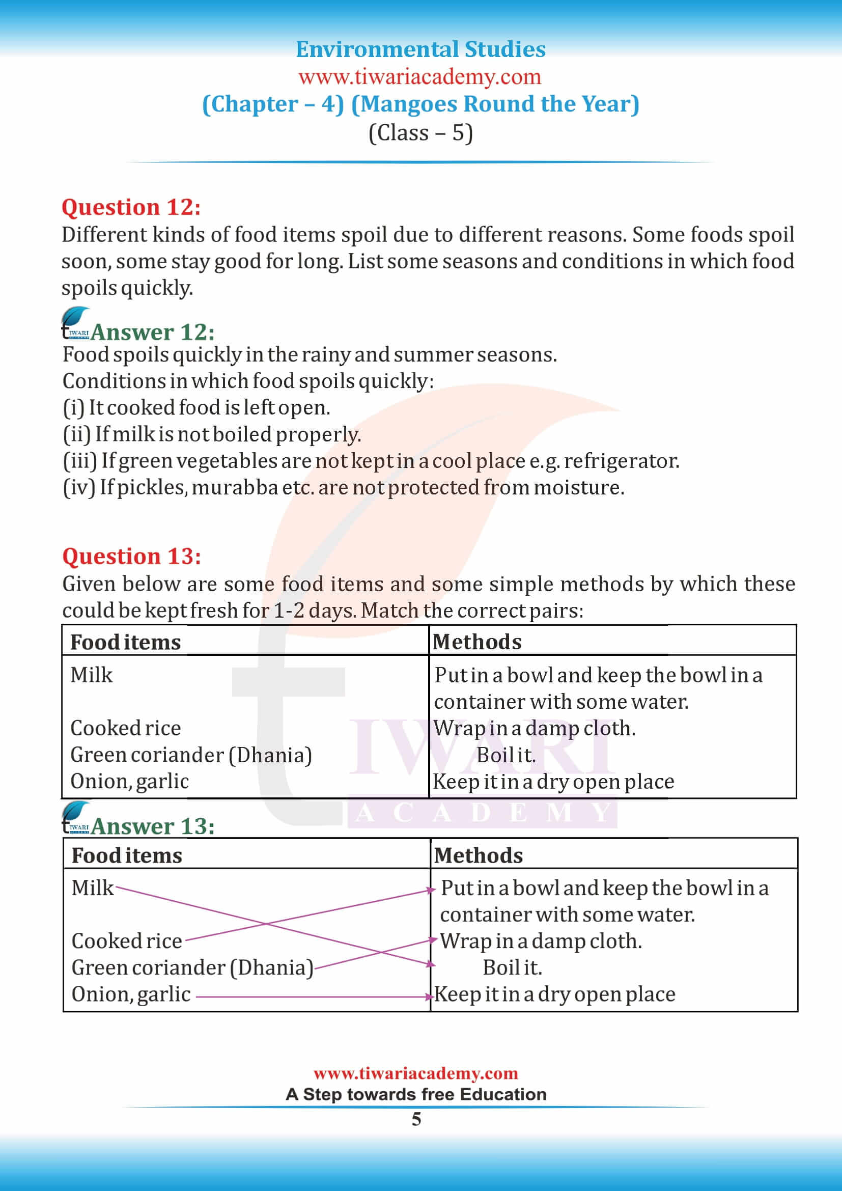 Class 5 EVS Chapter 4 NCERT Solutions