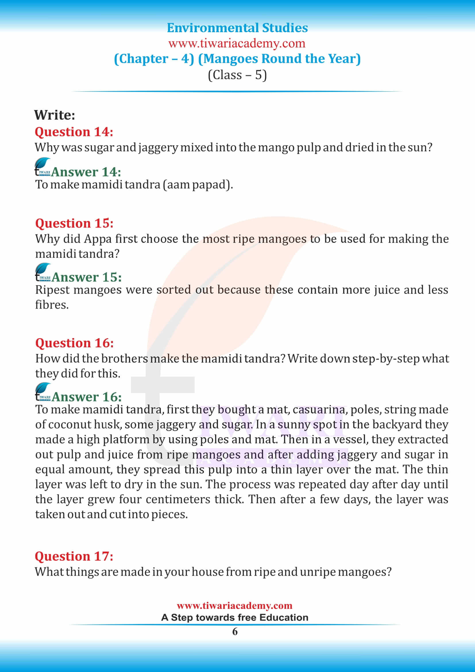 Class 5 EVS Chapter 4 in English Medium