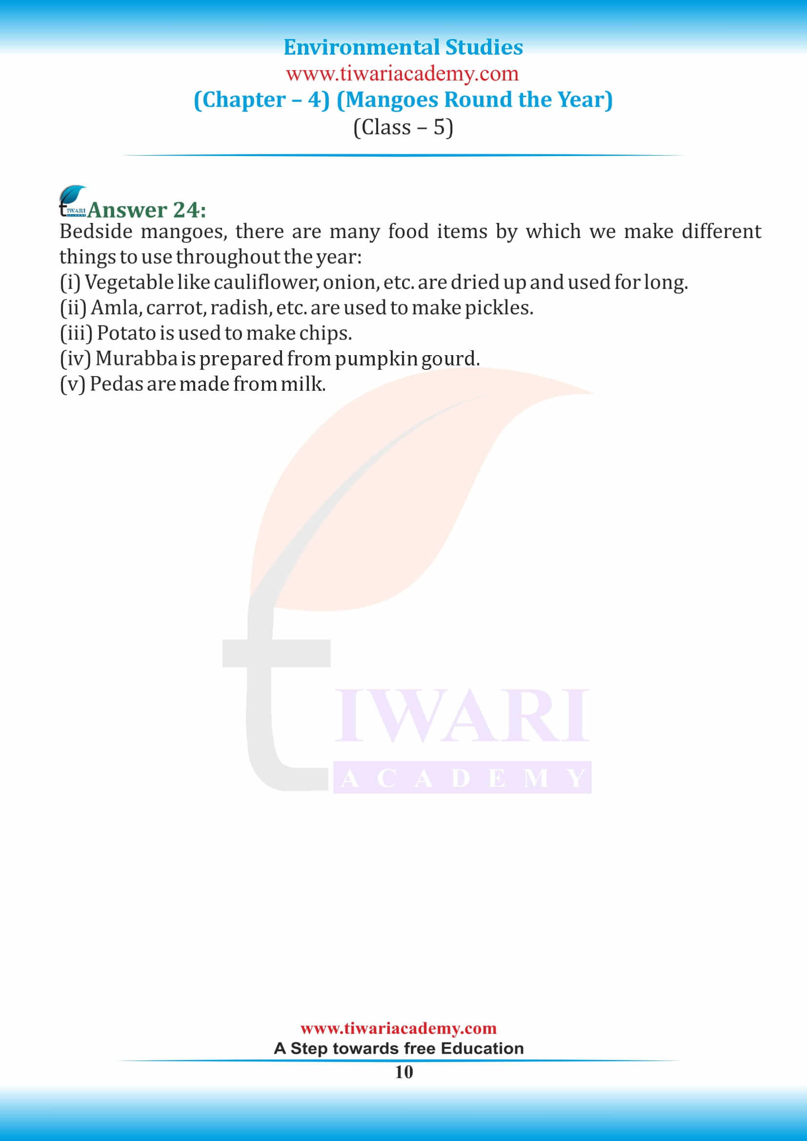 Class 5 EVS Chapter 4 answers guide