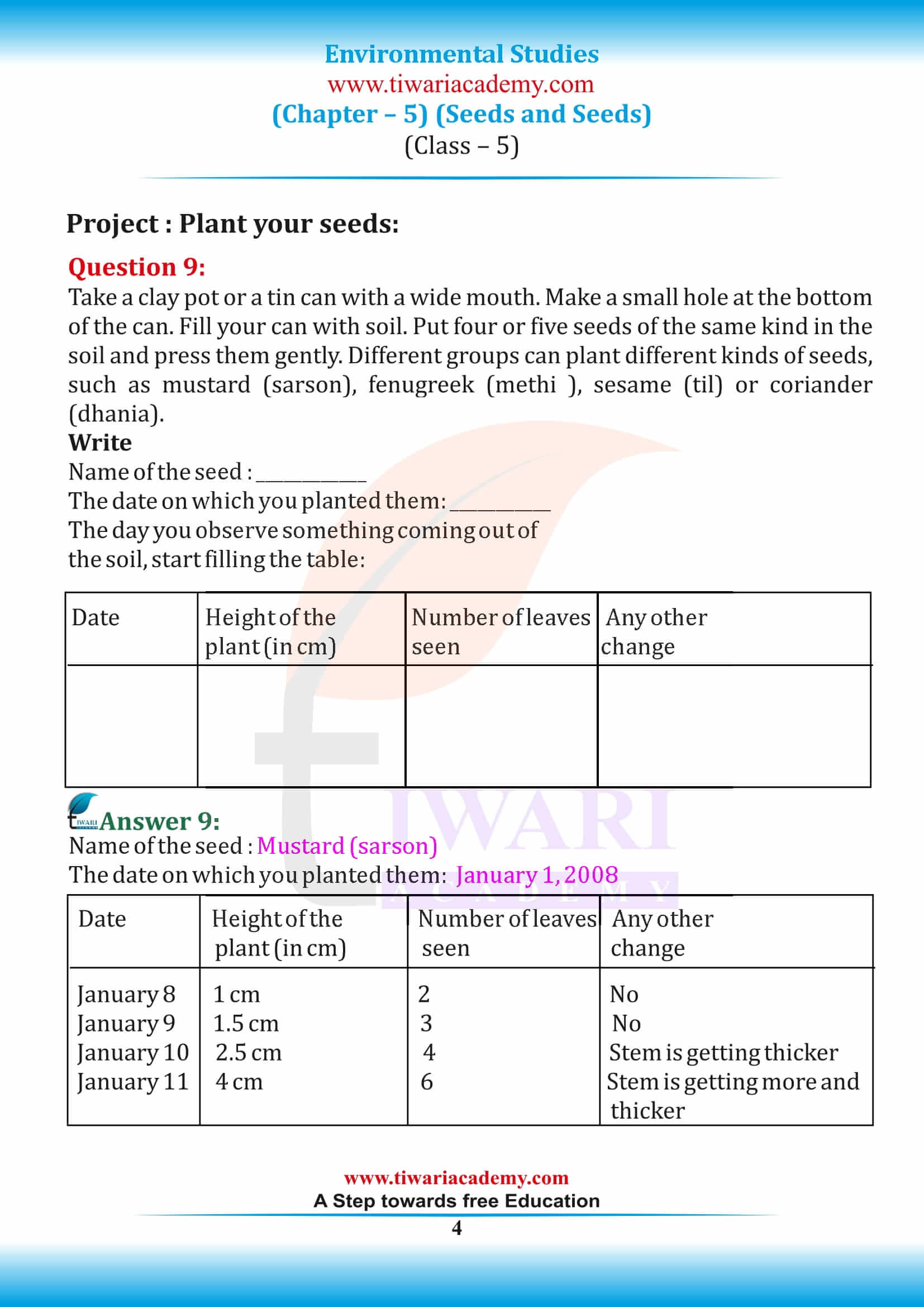 Class 5 EVS Chapter 5