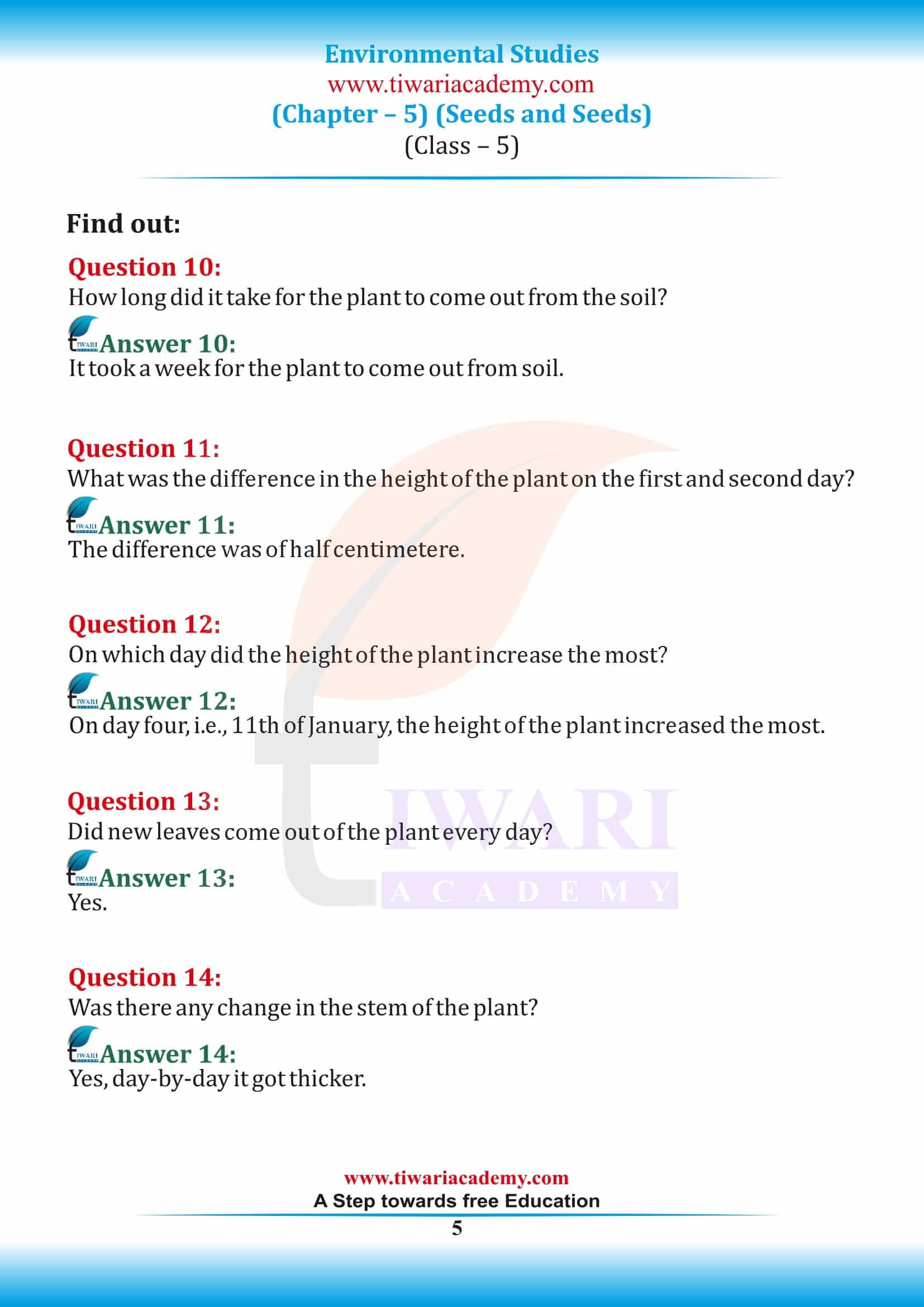 Class 5 EVS Chapter 5 NCERT Solutions