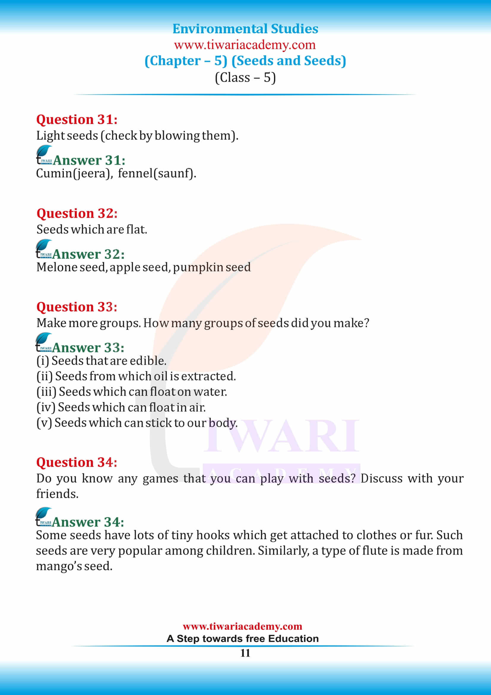 Class 5 EVS Chapter 5 NCERT all question answers