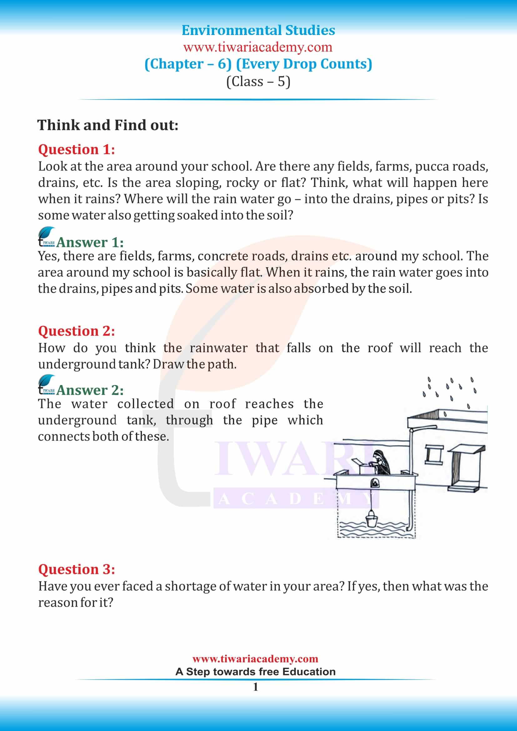 NCERT Solutions for Class 5 EVS Chapter 6 Every Drop Counts