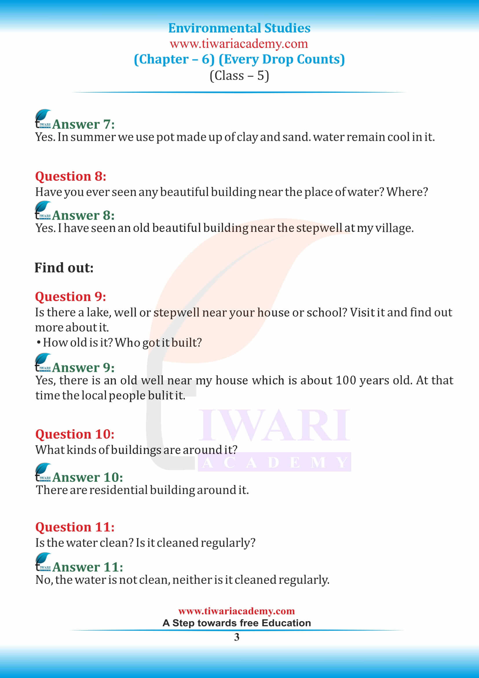 NCERT Solutions for Class 5 EVS Chapter 6