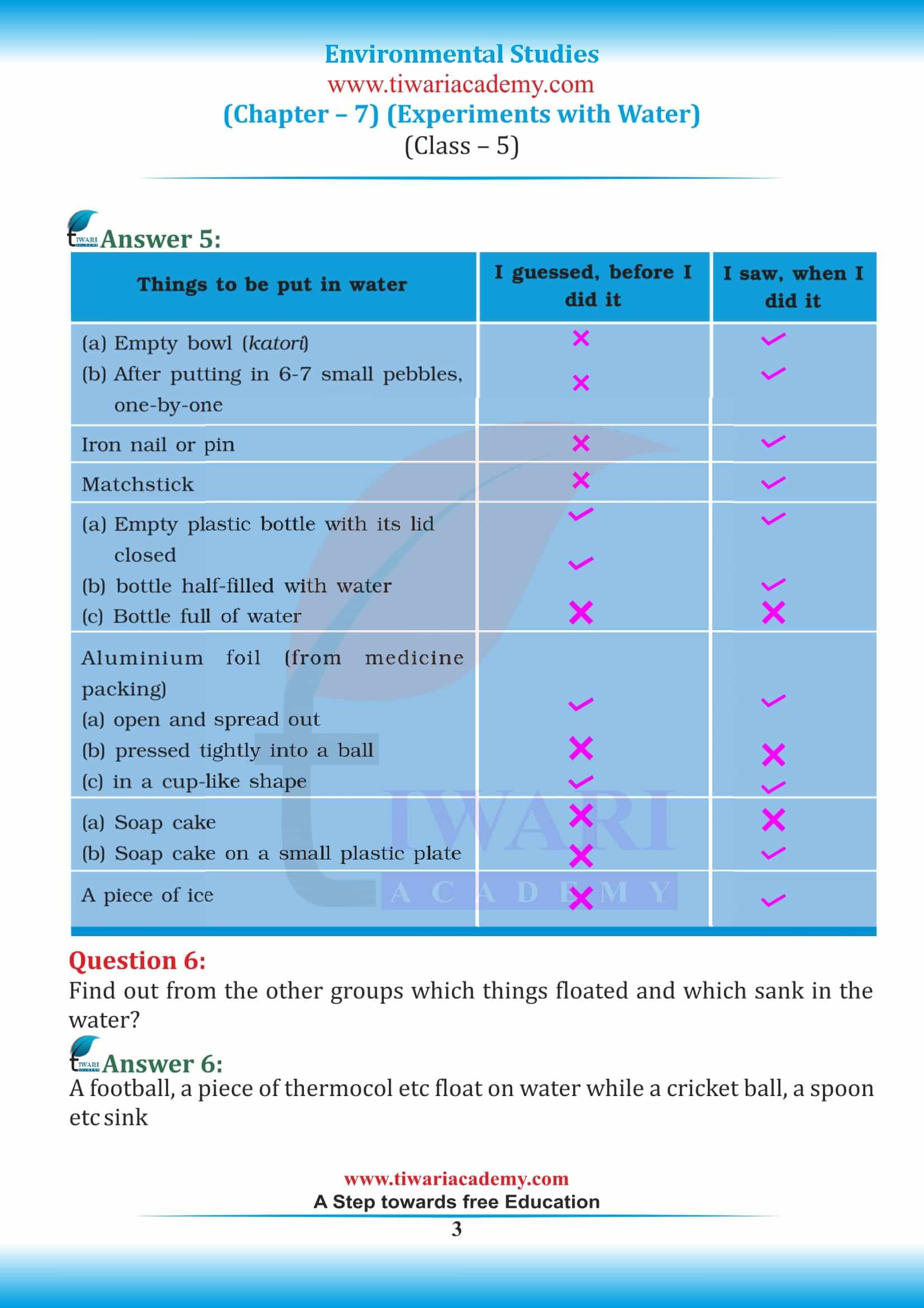 NCERT Solutions for Class 5 EVS Chapter 7