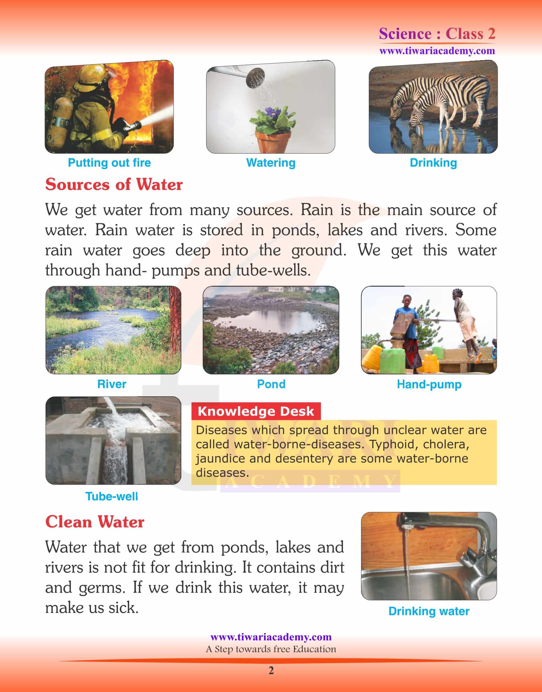 Study Material for Class 2 Science Chapter 10 Water