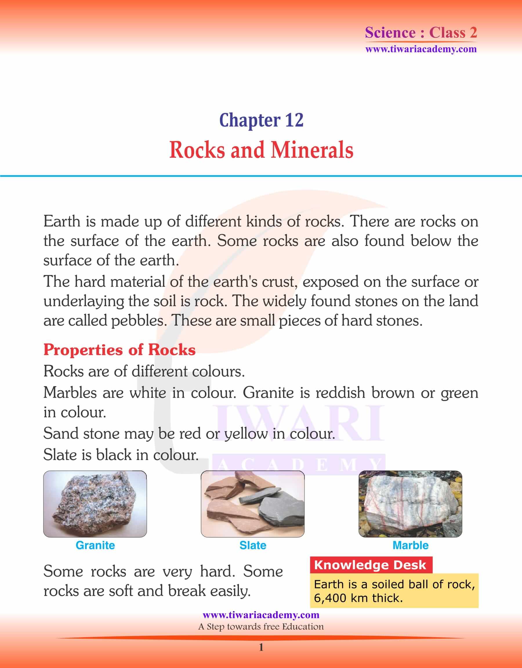NCERT Solutions for Class 2 Science Chapter 12 Rocks and Minerals