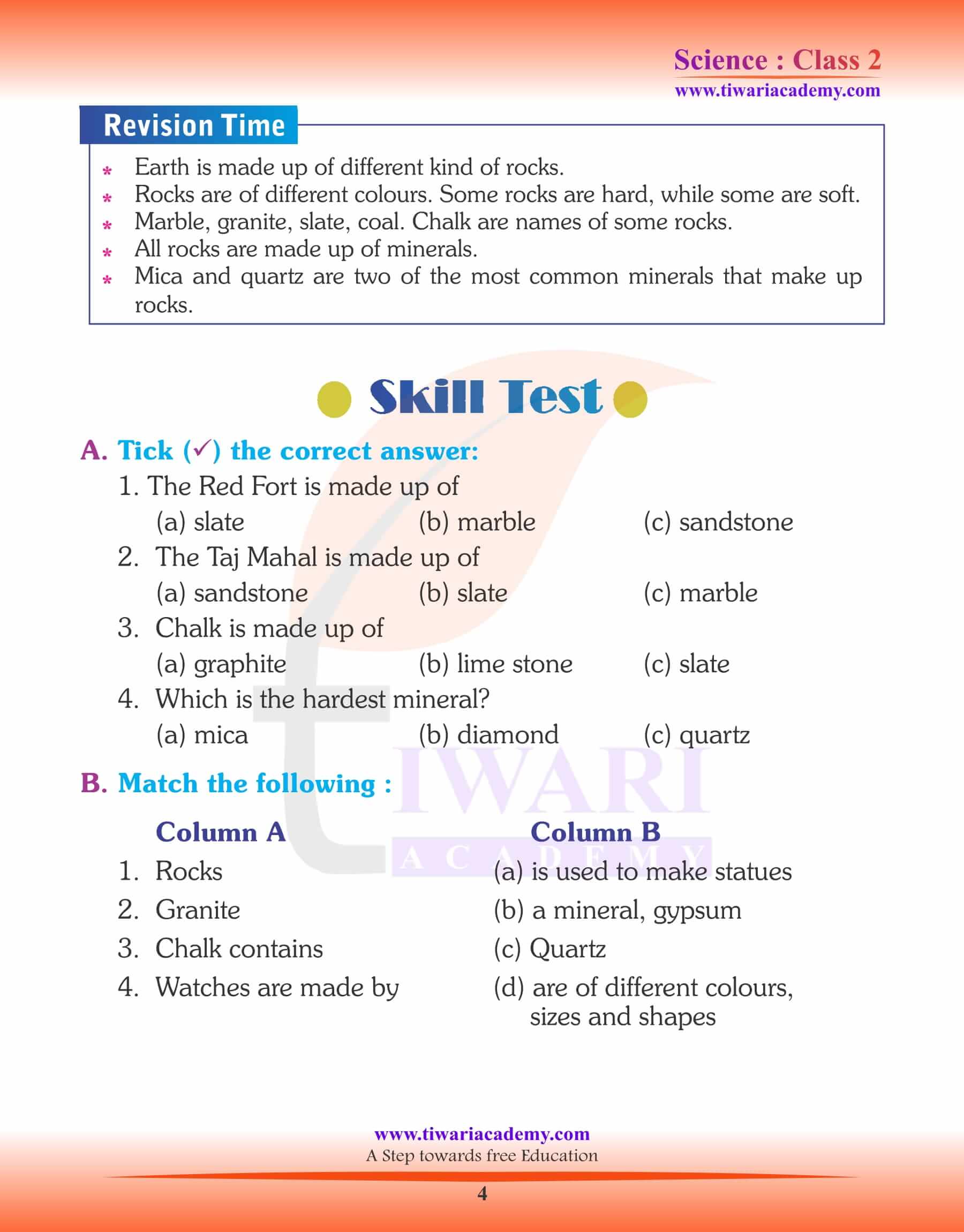 Class 2 Science Chapter 12 assignments