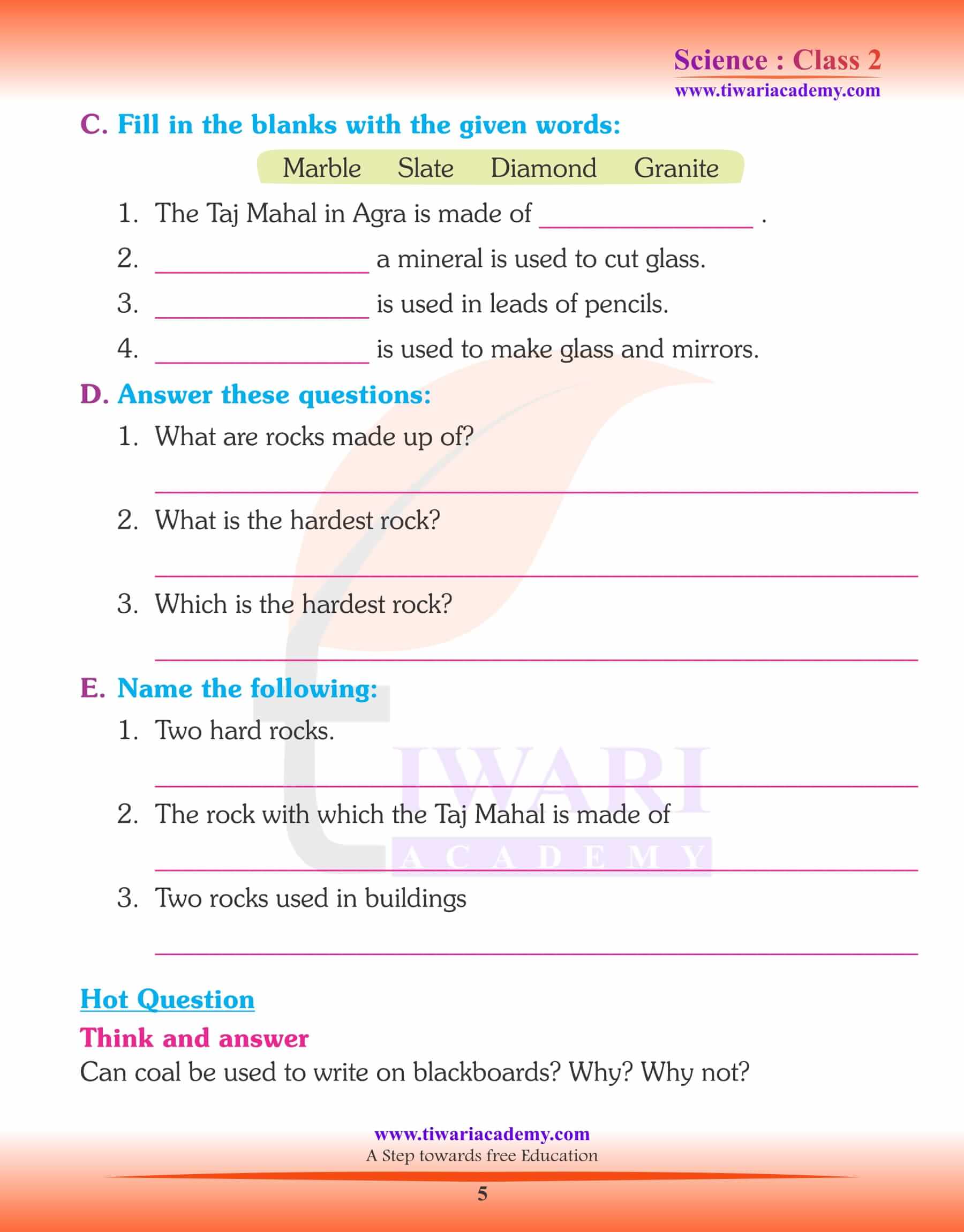 Class 2 Science Chapter 12 Worksheets