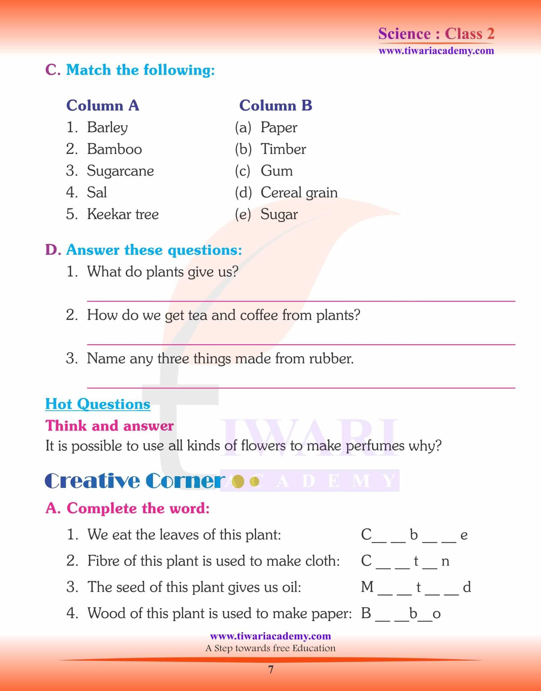 NCERT Solutions for Class 2 Science Chapter 2 Worksheets