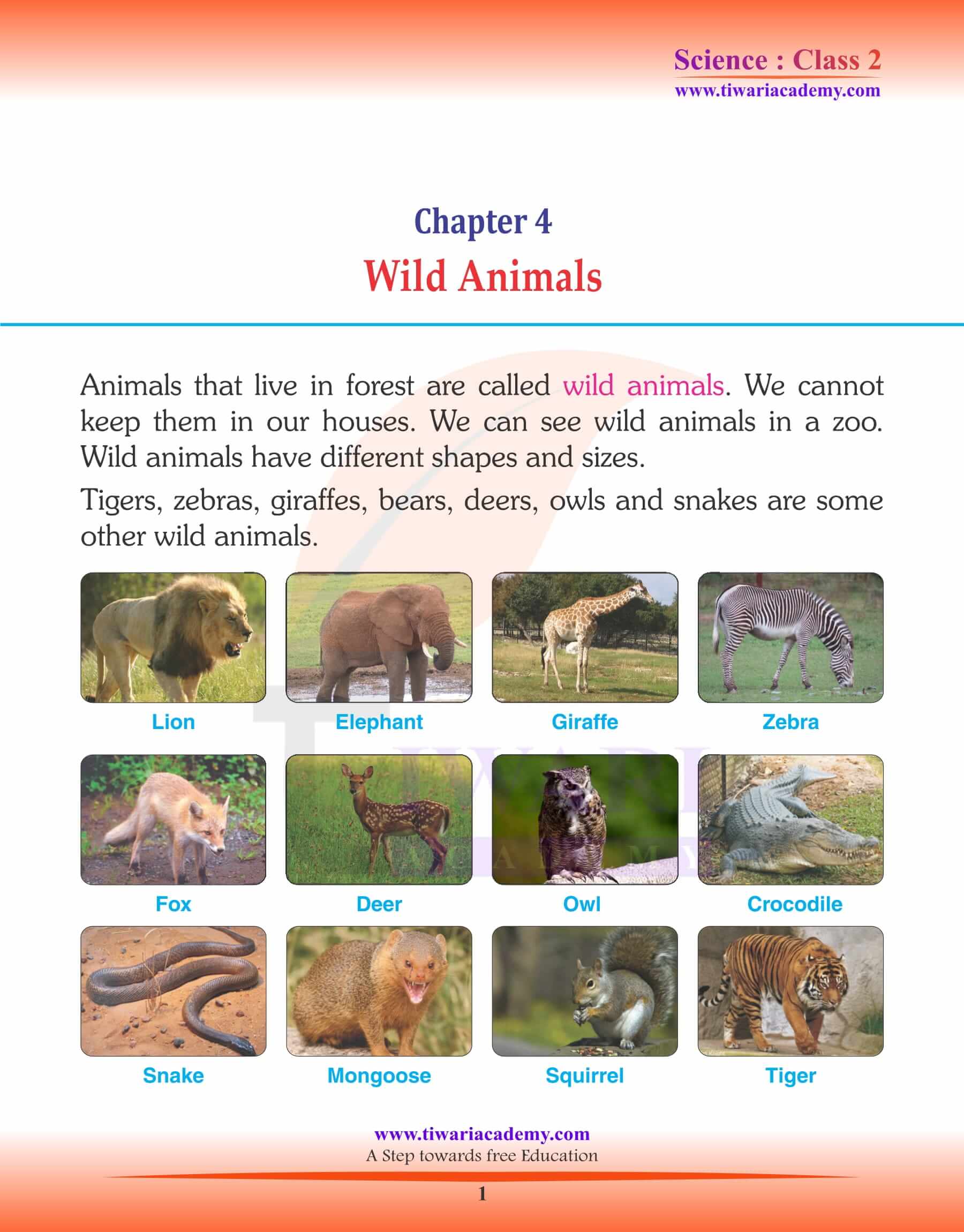 NCERT Solutions for Class 2 Science Chapter 4 Wild Animals