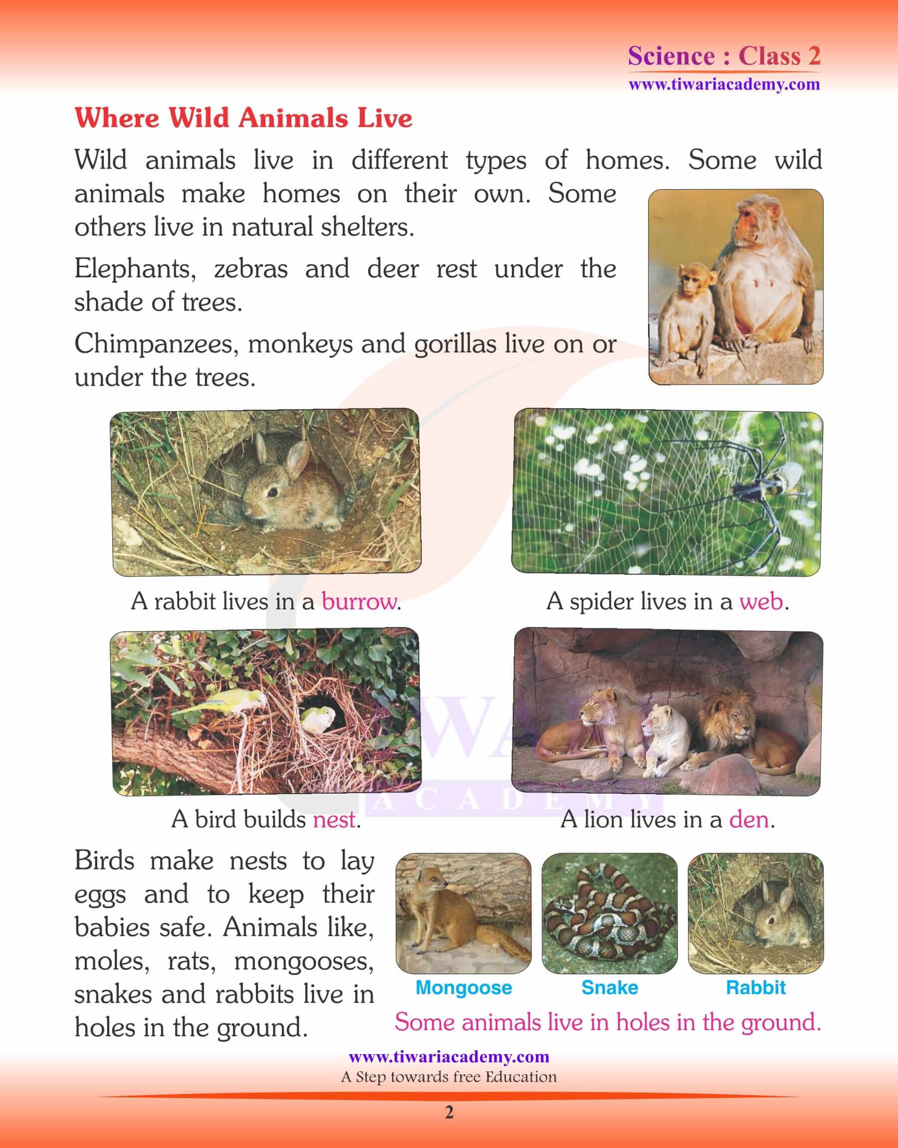 Study Material for Class 2 Science Chapter 4 Wild Animals