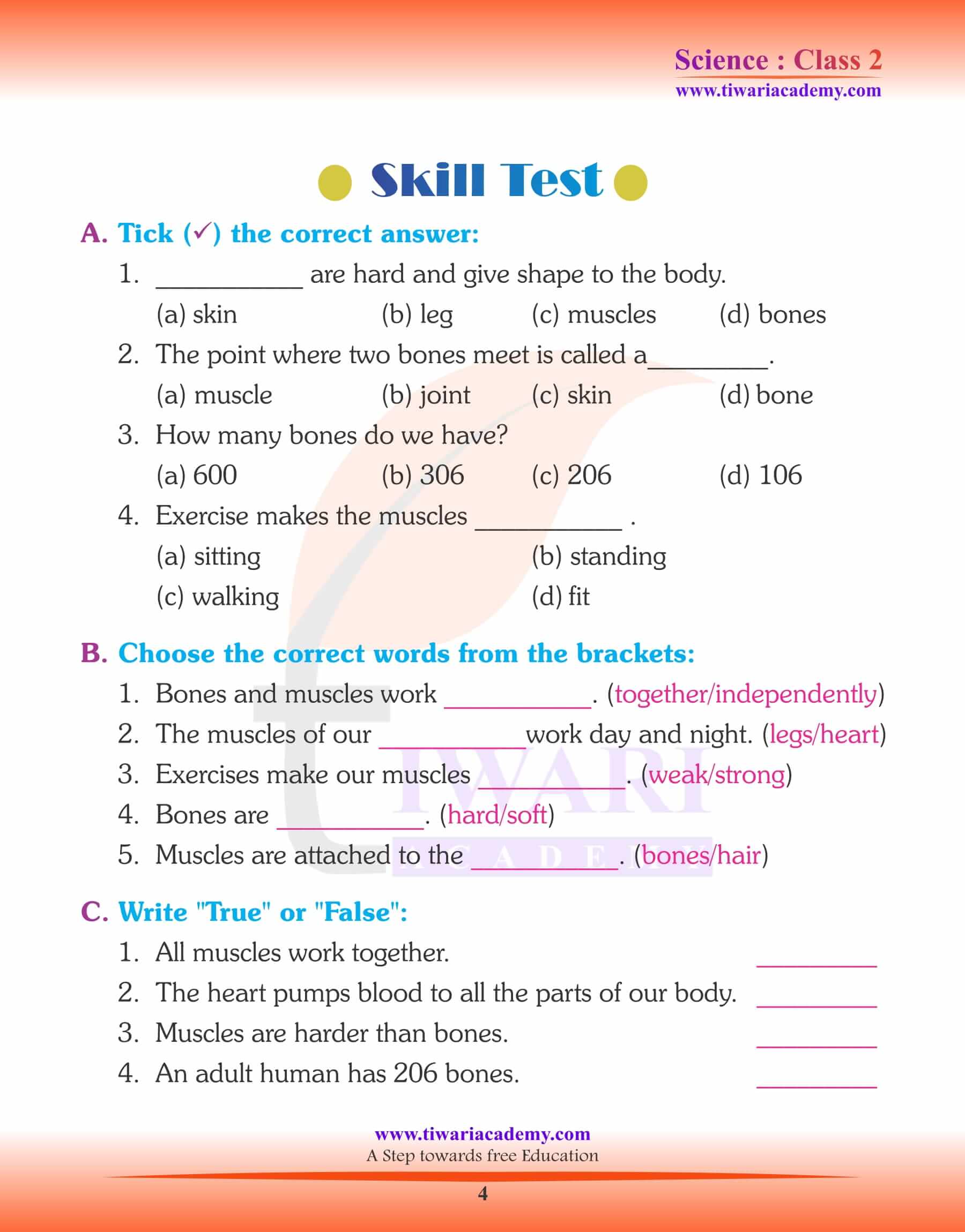 Class 2 Science Chapter 5 Assignments