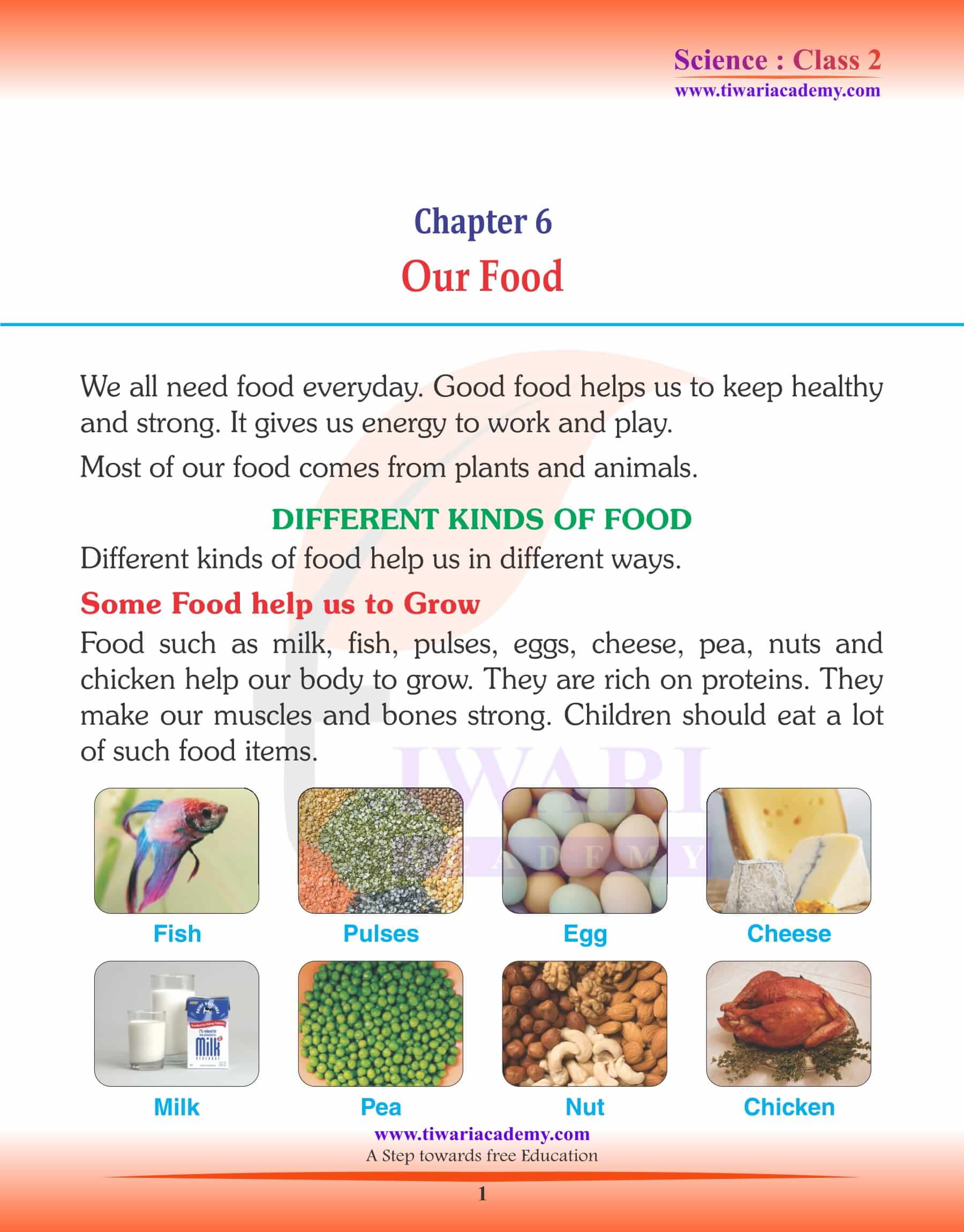 NCERT Solutions for Class 2 Science Chapter 6 Our Food