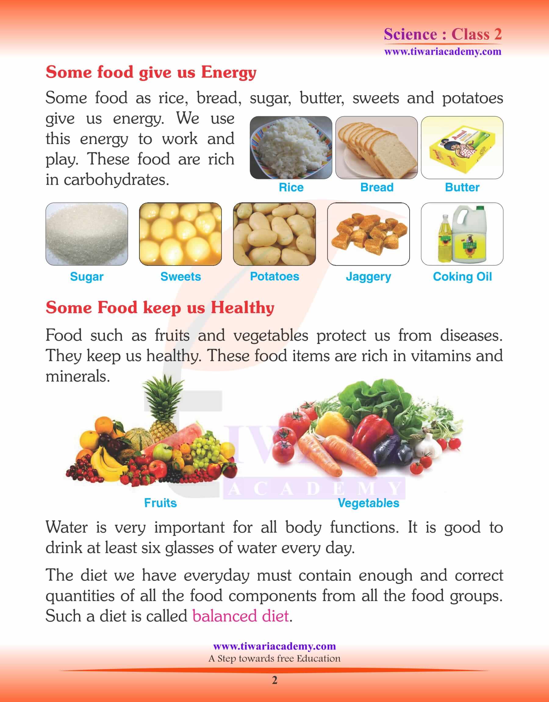 Study Material for Class 2 Science Chapter 6 Our Food