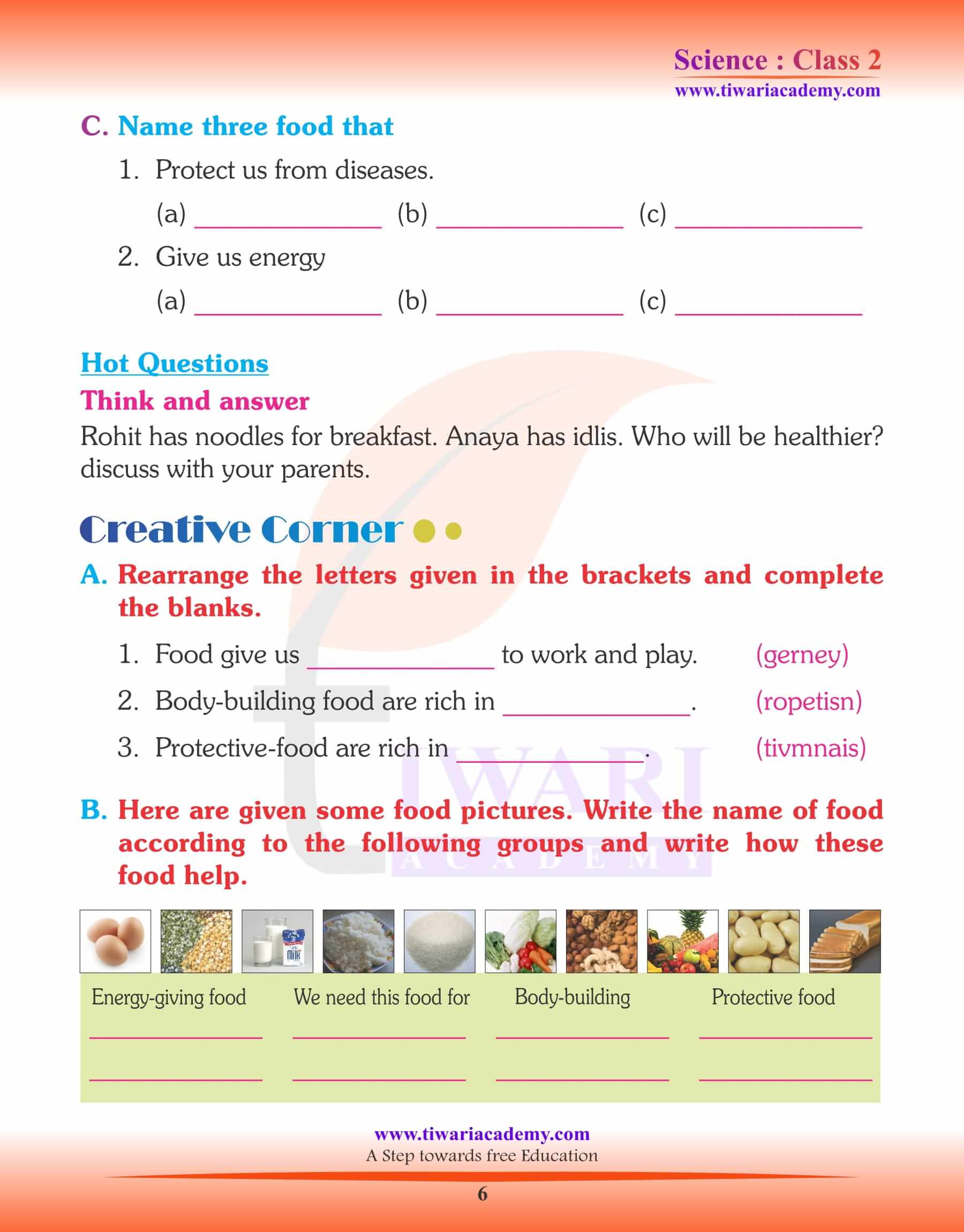 Class 2 Science Chapter 6 Worksheets