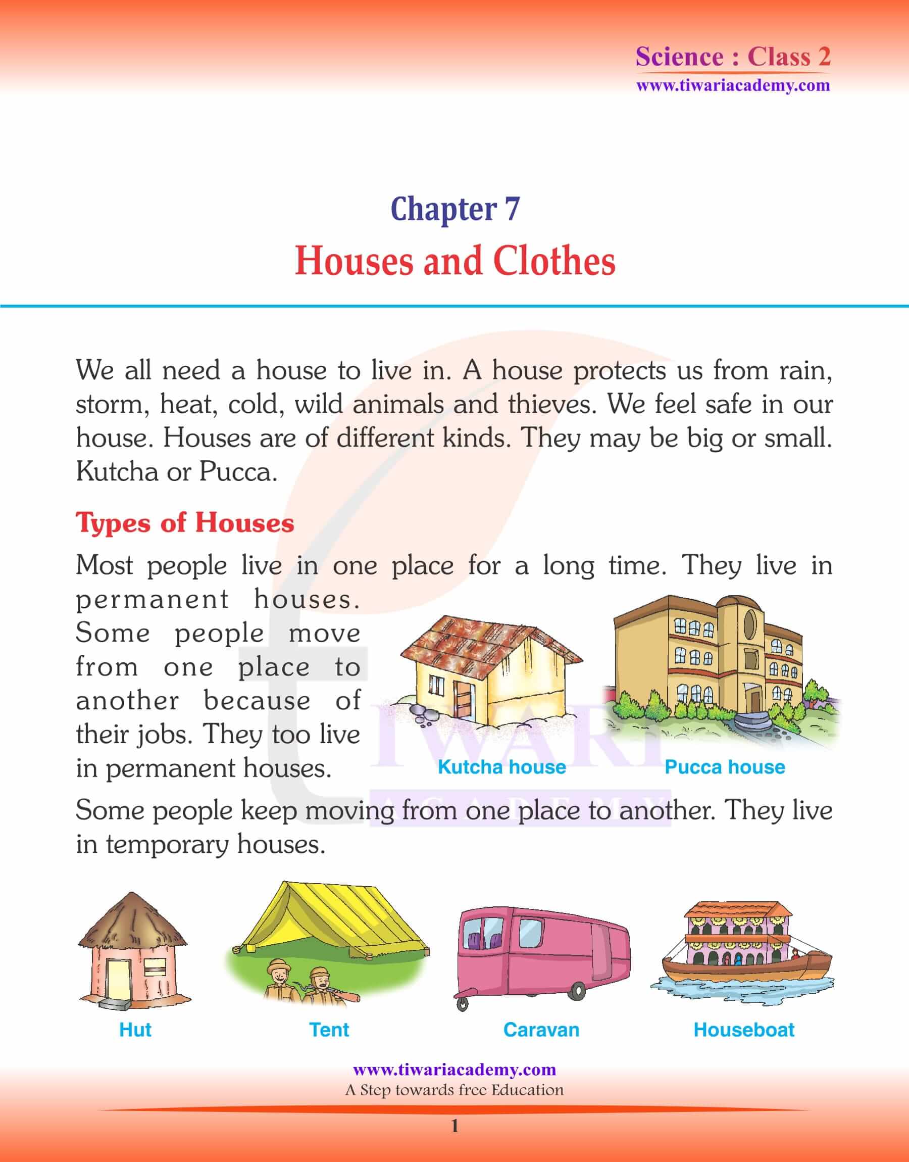 NCERT Solutions for Class 2 Science Chapter 7 Houses and Clothes