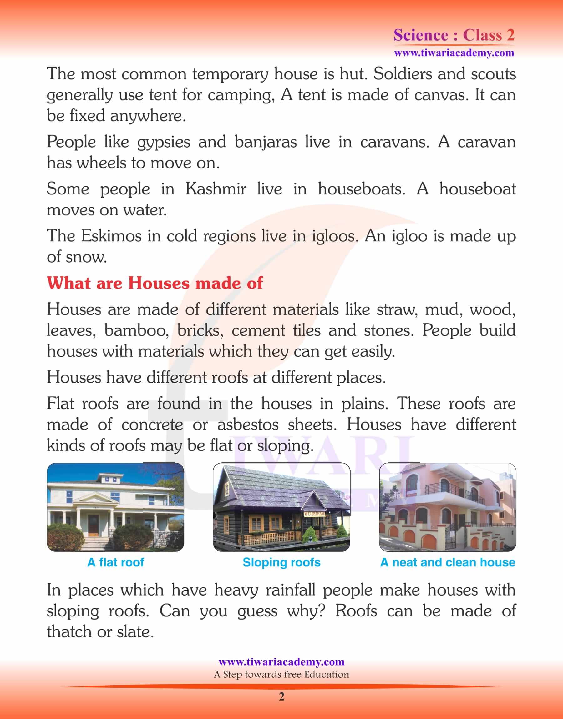 Study Material for Class 2 Science Chapter 7 Houses and Clothes