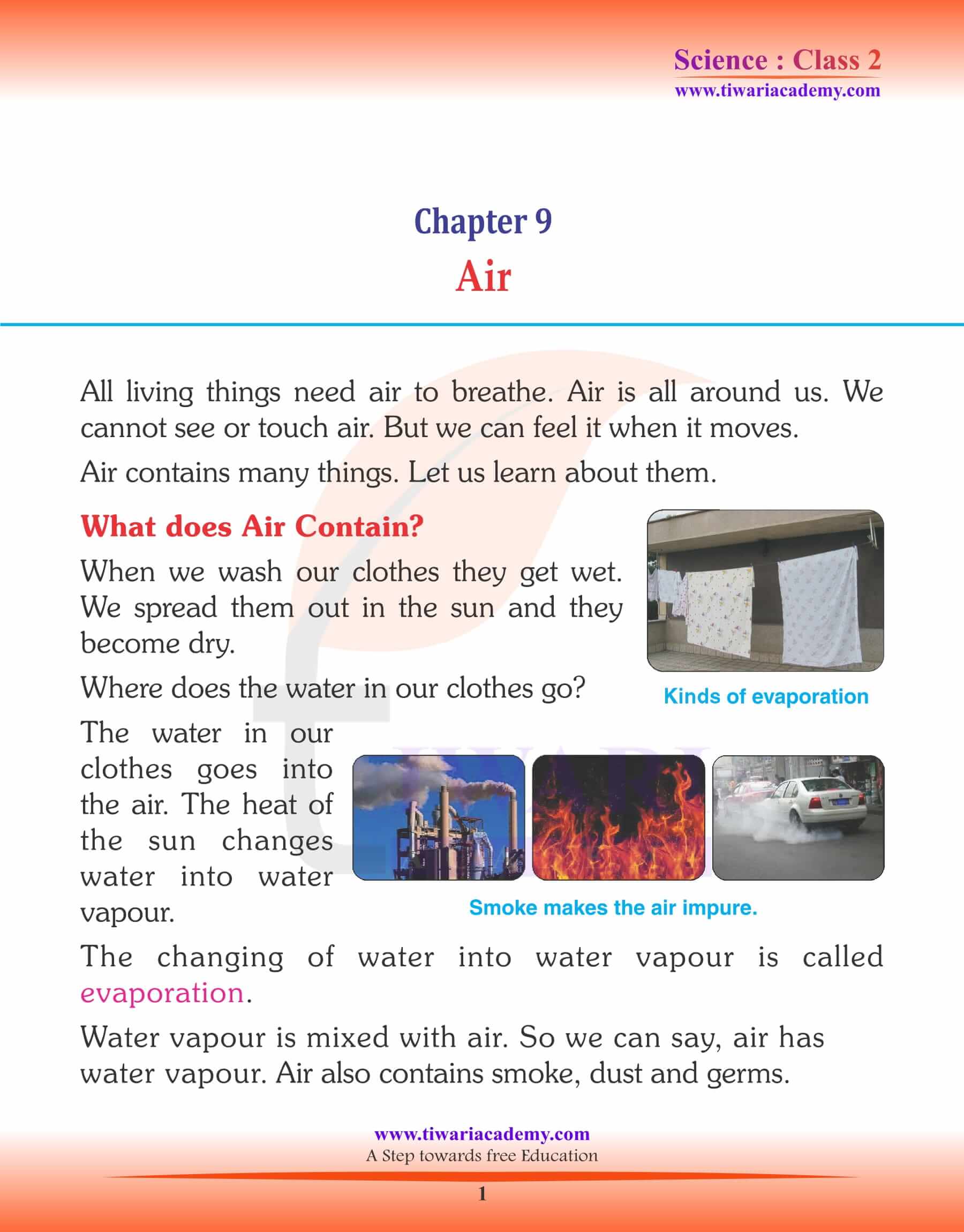 NCERT Solutions for Class 2 Science Chapter 9 Air