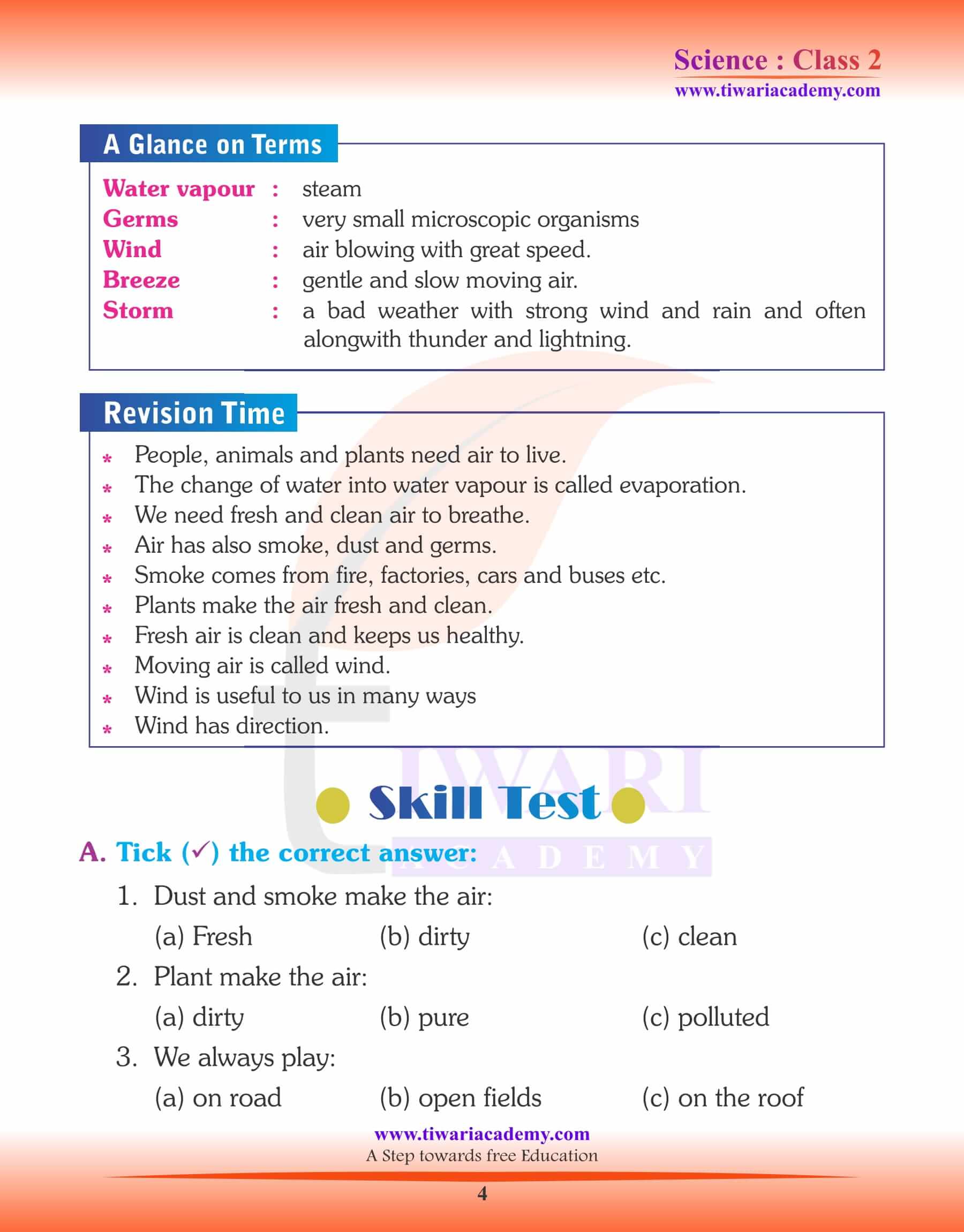 NCERT Solutions for Class 2 Science Chapter 9 Assignements