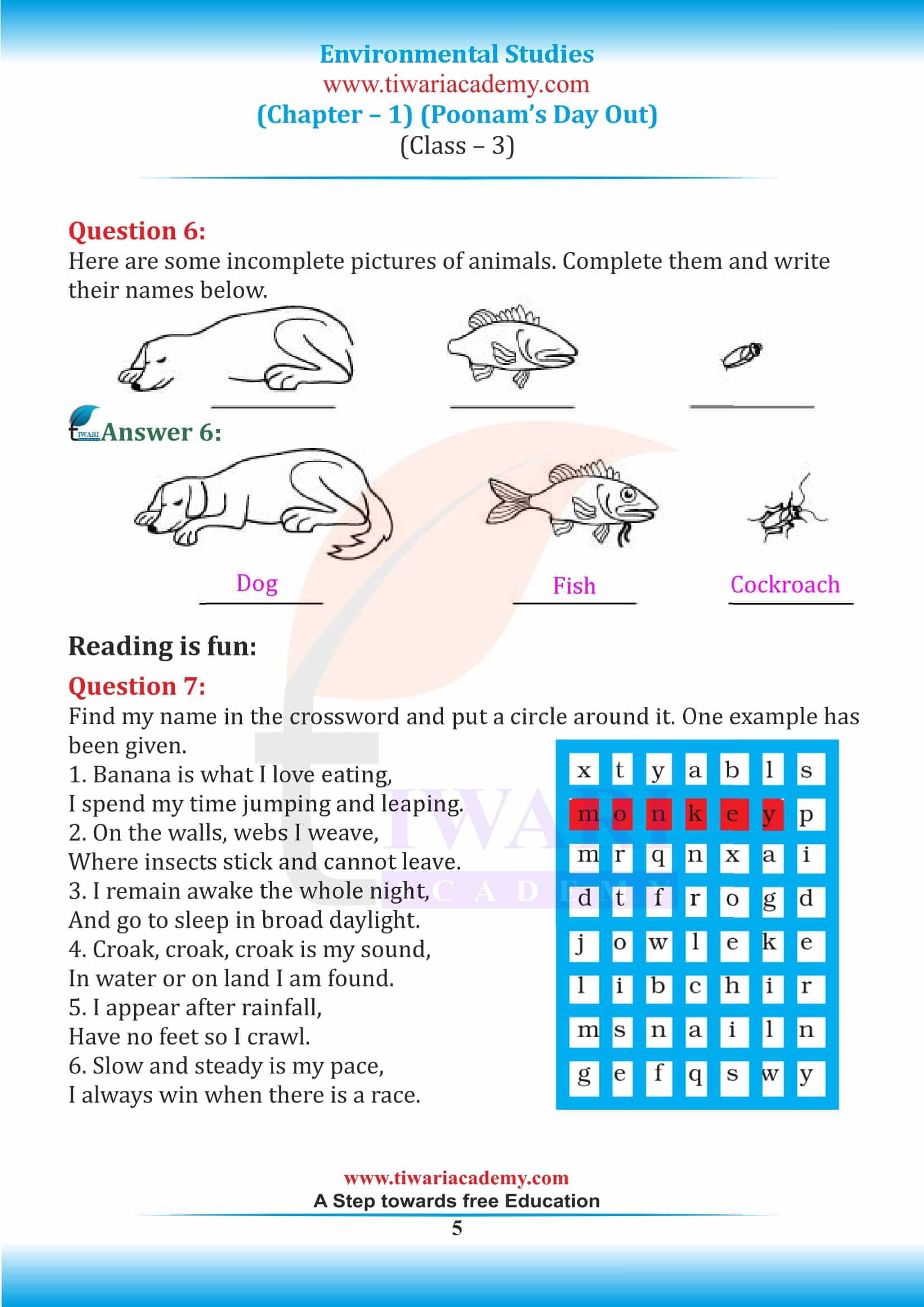 NCERT Solutions for Class 3 EVS Chapter 1 all answers