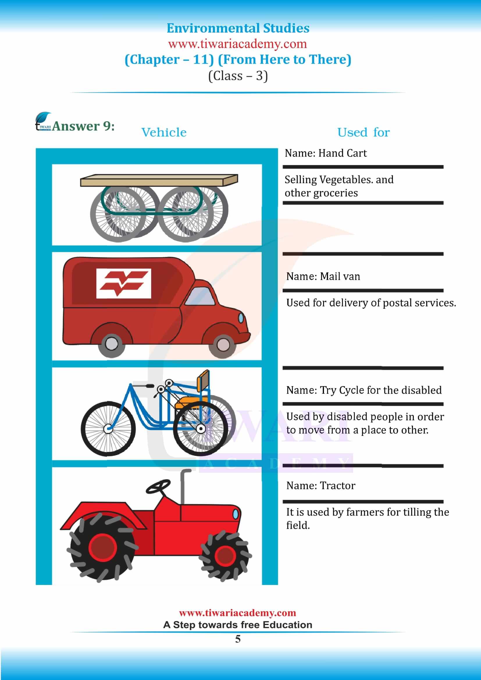 NCERT Solutions for Class 3 EVS Chapter 11 all answers