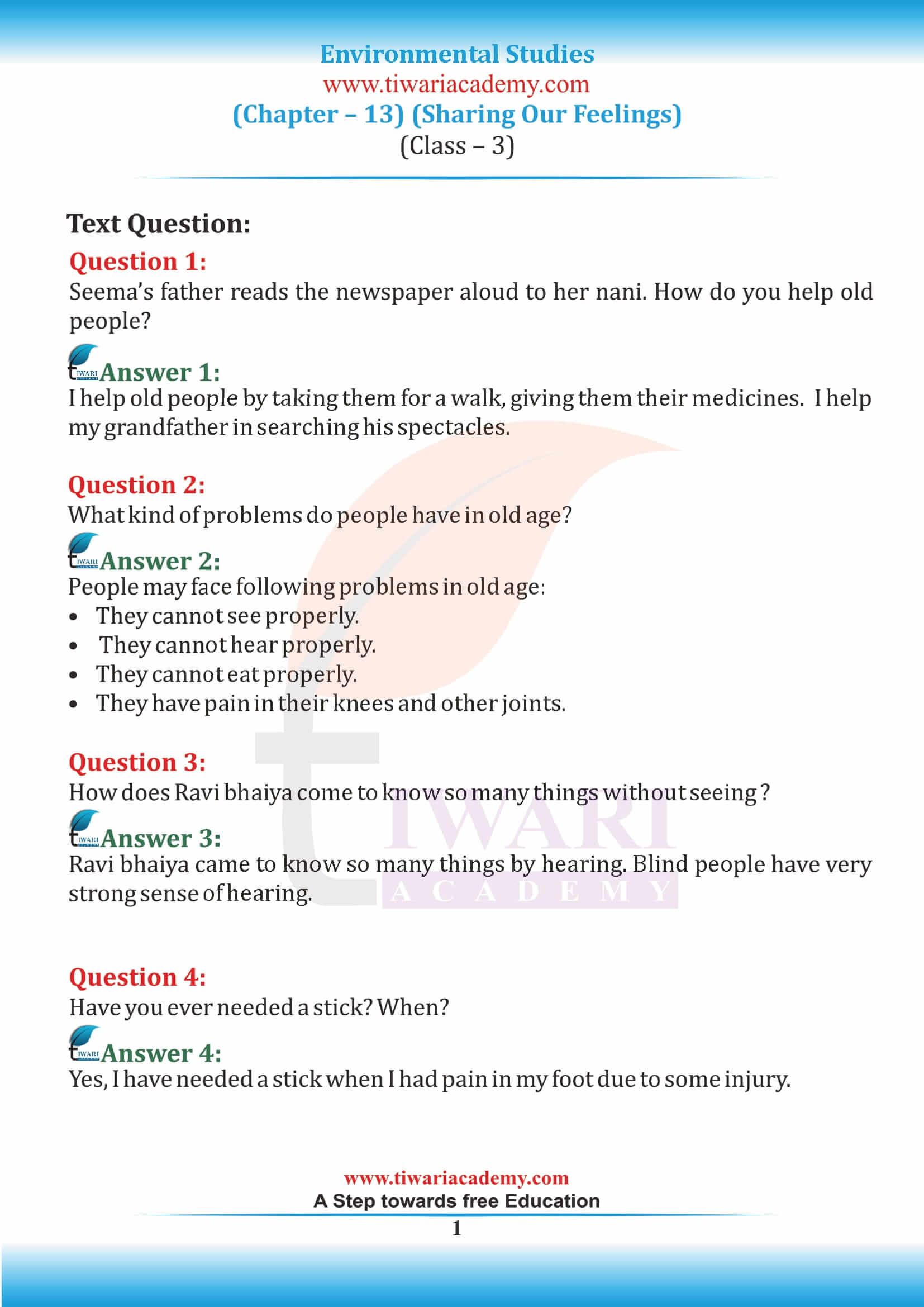 CBSE Class 3 EVS Work We Do Worksheet