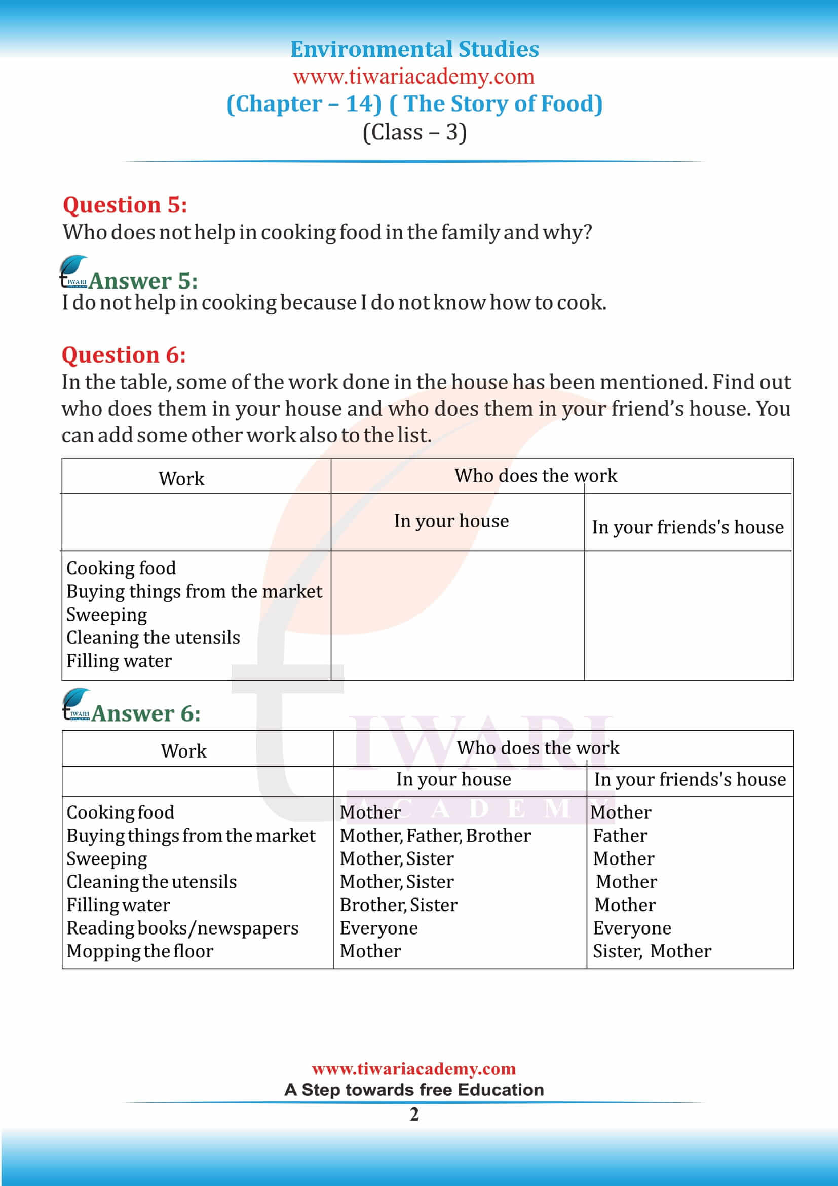 NCERT Solutions for Class 3 EVS Chapter 14