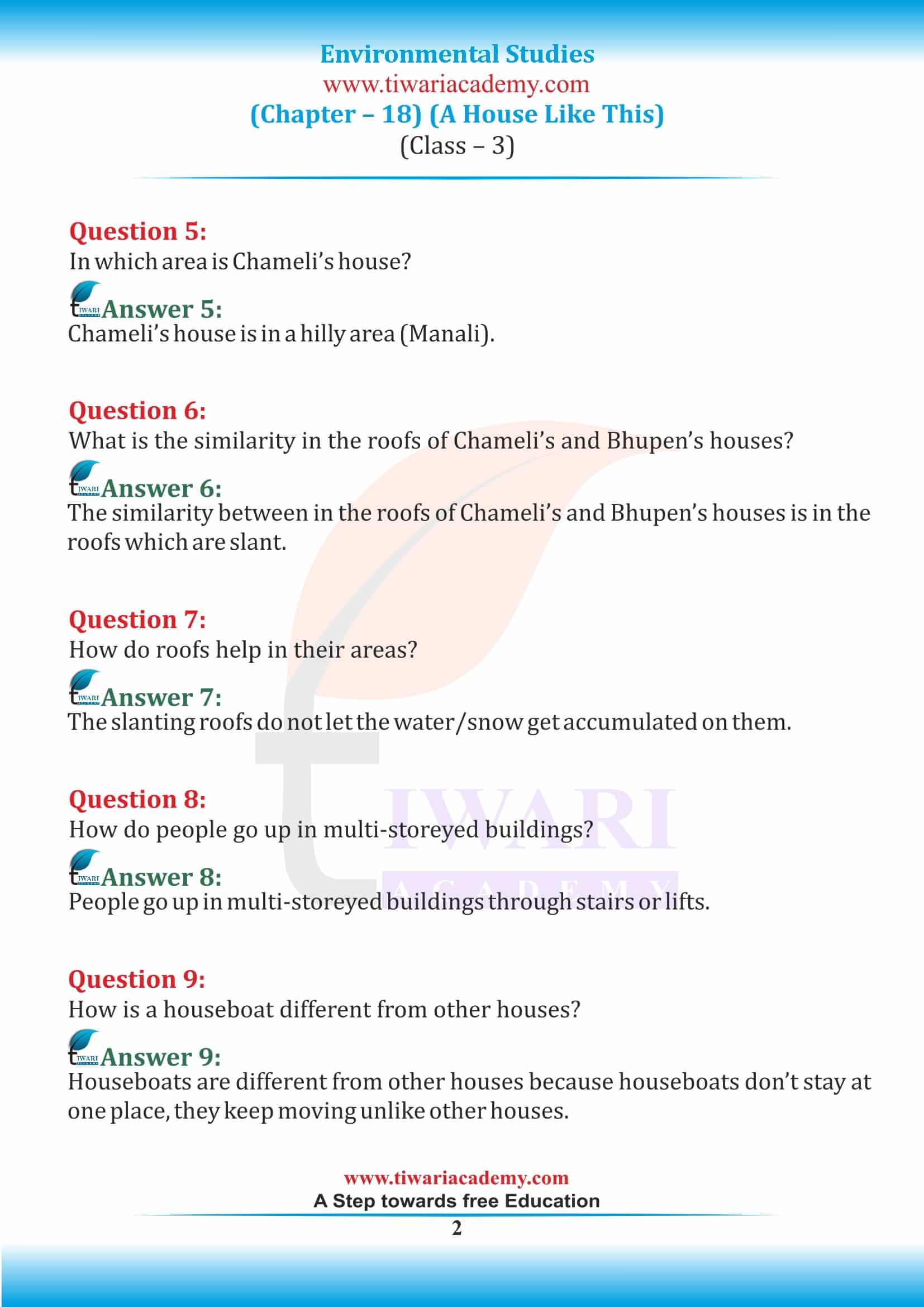 NCERT Solutions for Class 3 EVS Chapter 18