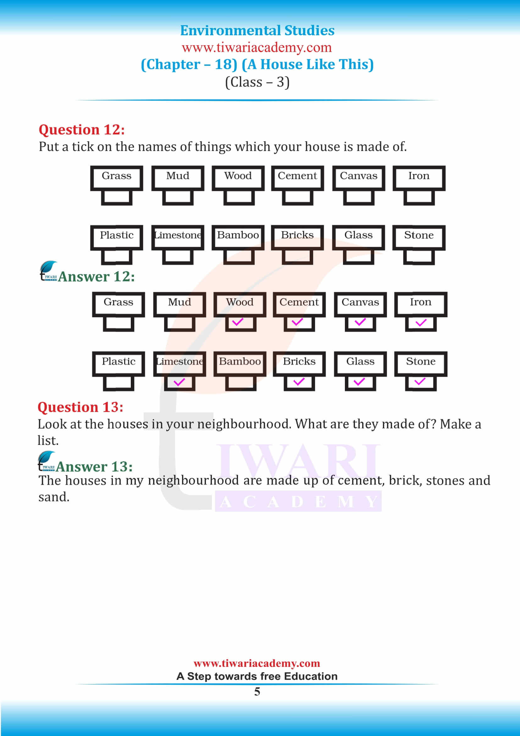 Class 3 EVS Chapter 18 Answers