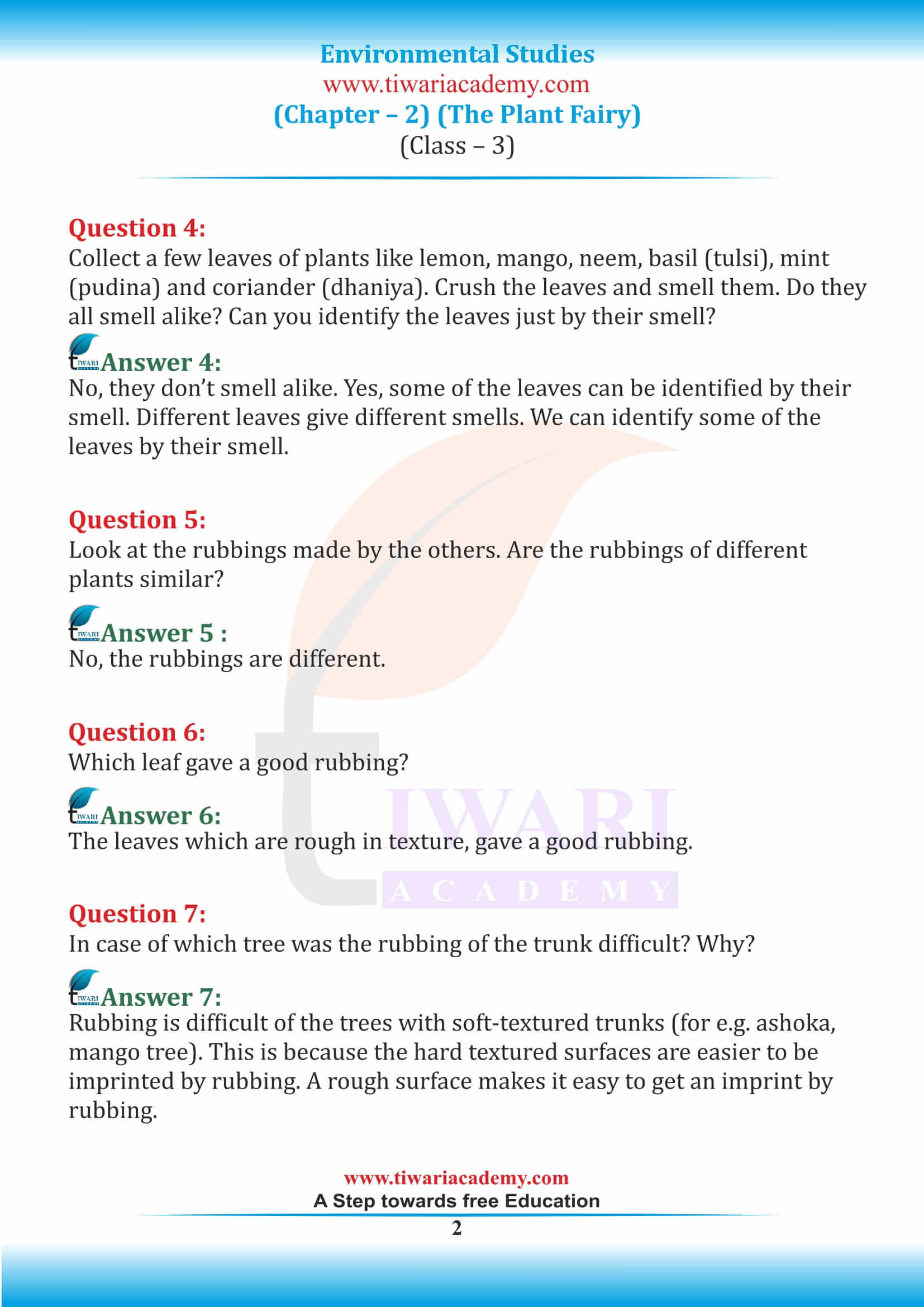 NCERT Solutions for Class 3 EVS Chapter 2