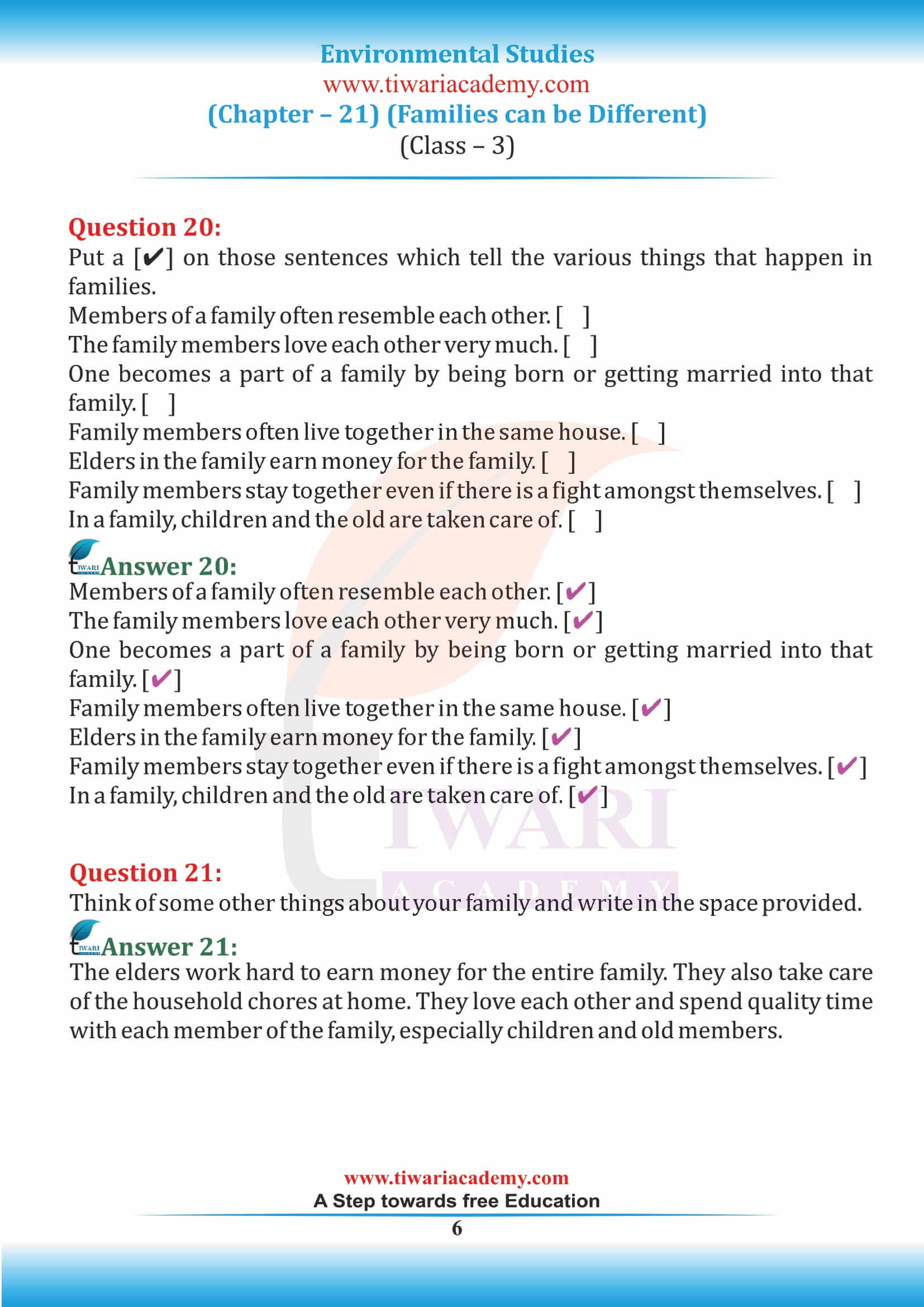 Class 3 EVS Chapter 21 answers guide