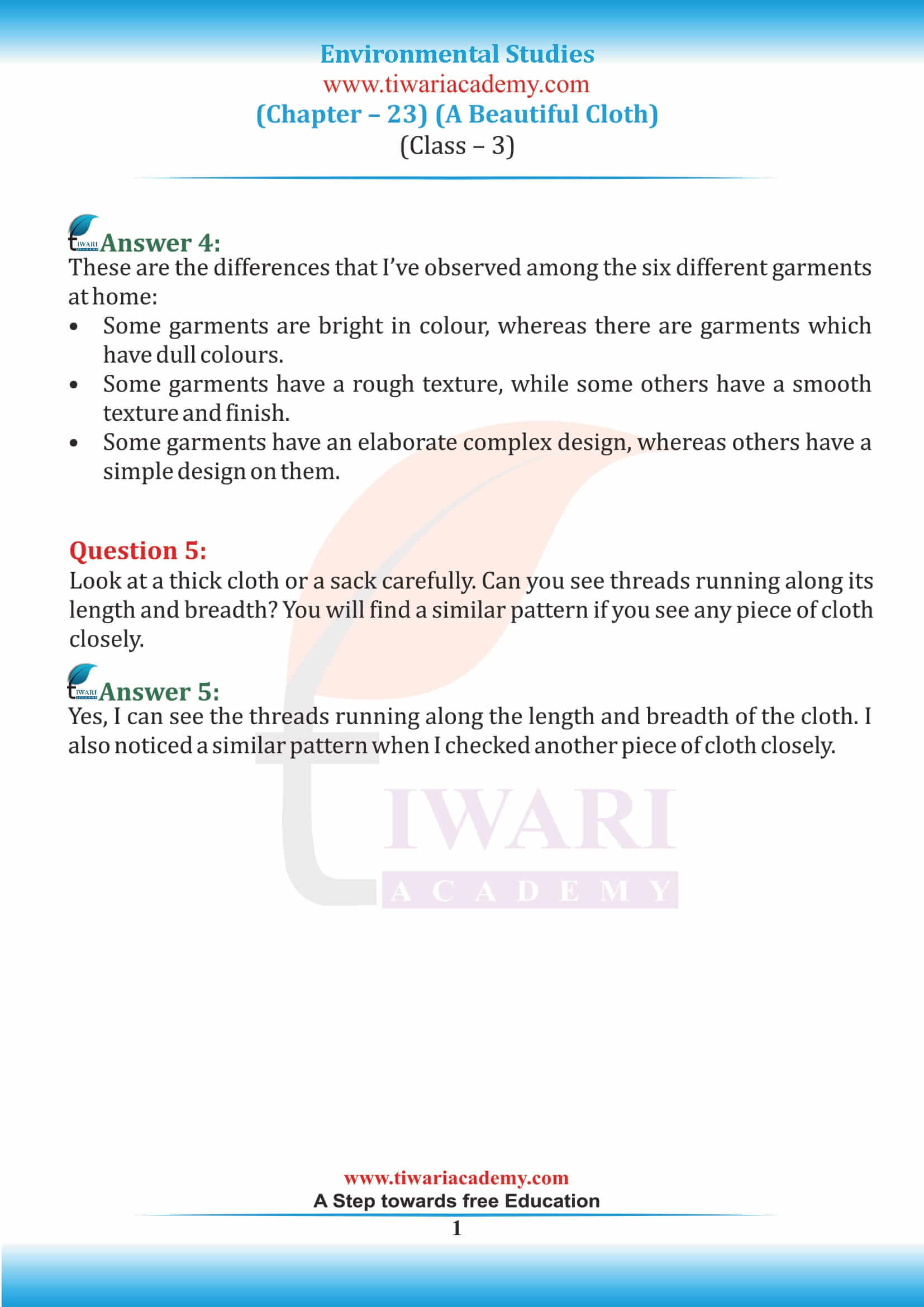 NCERT Solutions for Class 3 EVS Chapter 23