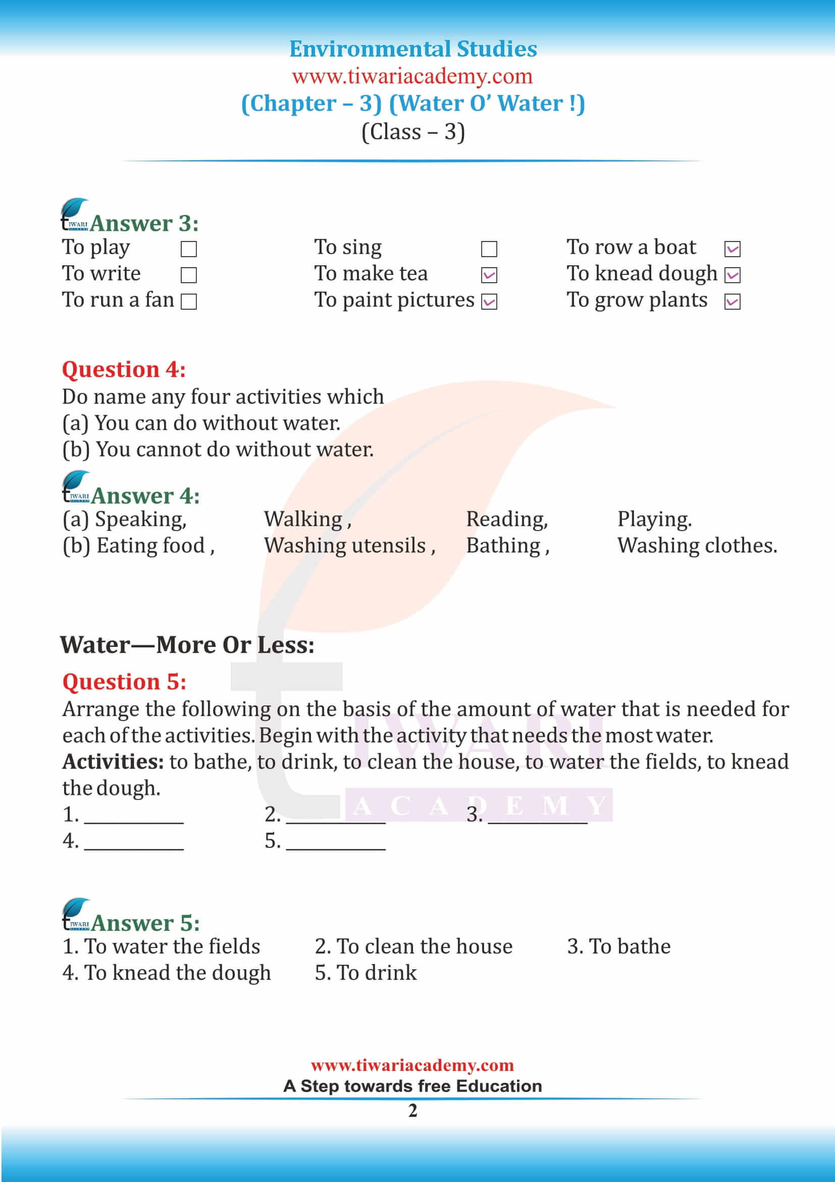 NCERT Solutions for Class 3 EVS Chapter 3