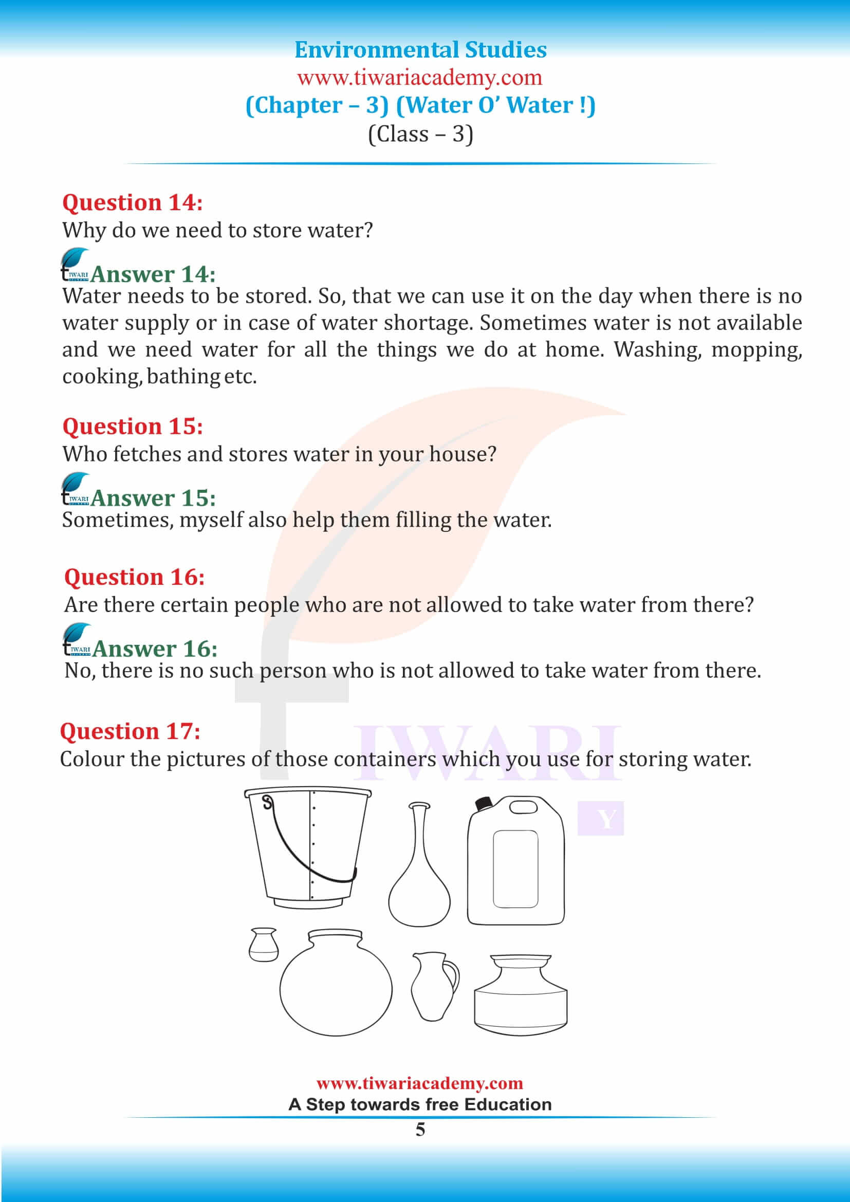 Class 3 EVS Chapter 3 NCERT Solutions