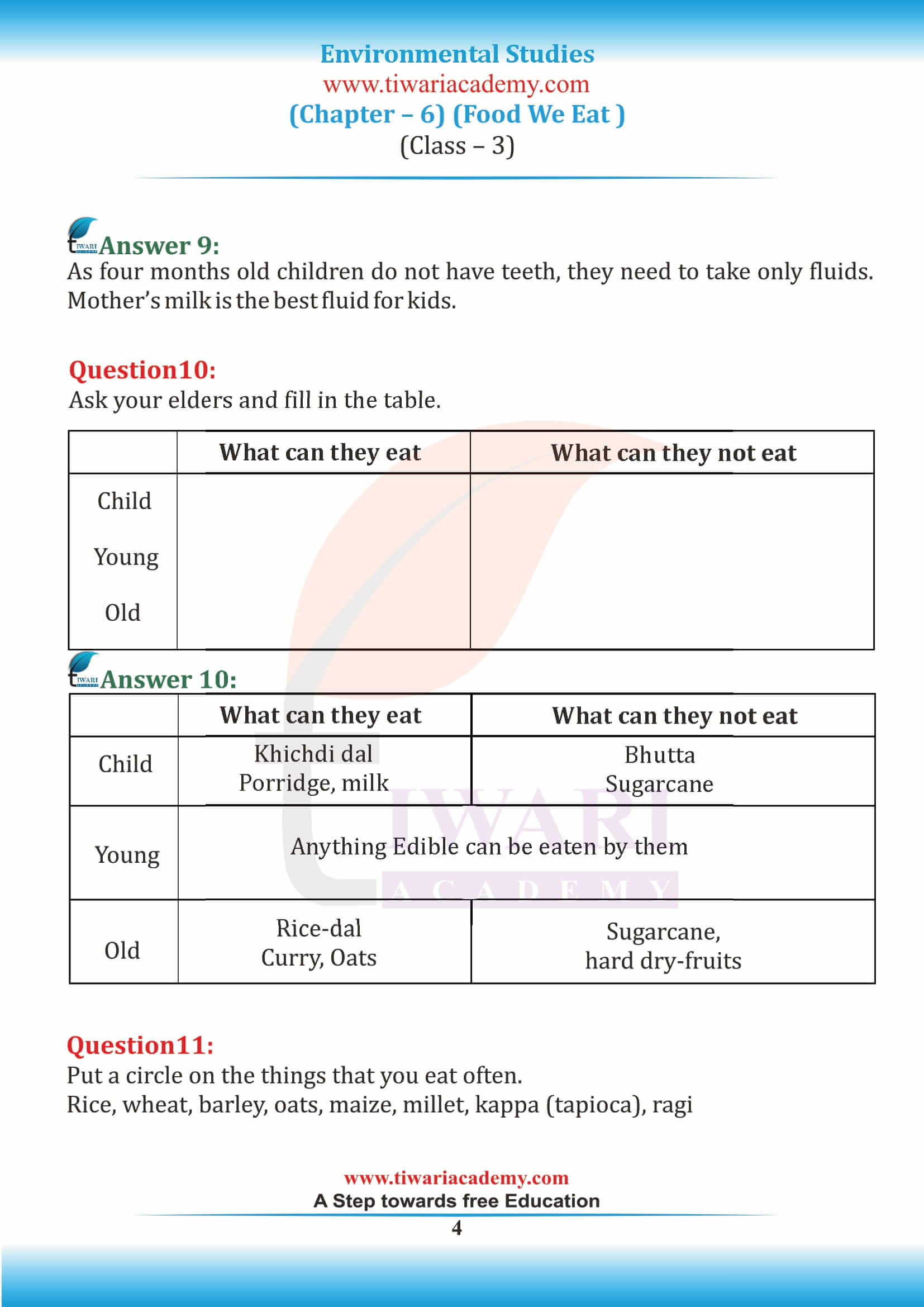 Class 3 EVS Chapter 6 NCERT Solutions