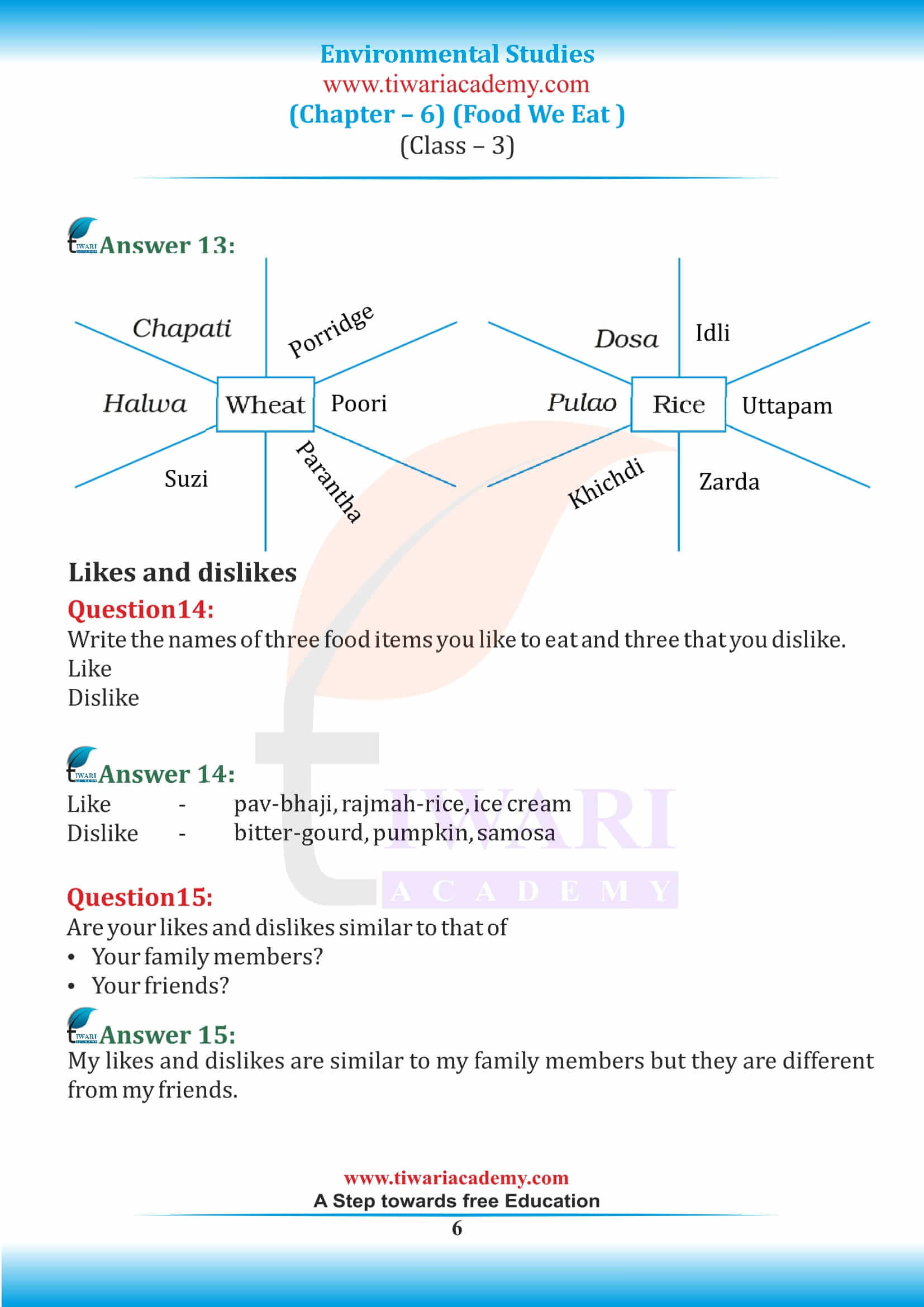 Class 3 EVS Chapter 6 Question Answers