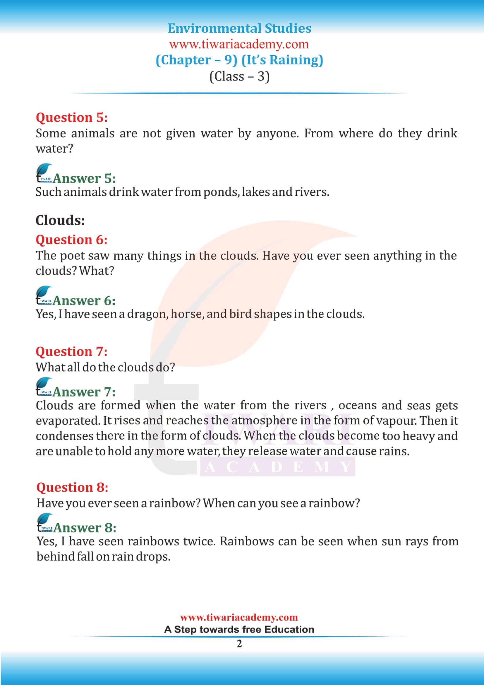 NCERT Solutions for Class 3 EVS Chapter 9