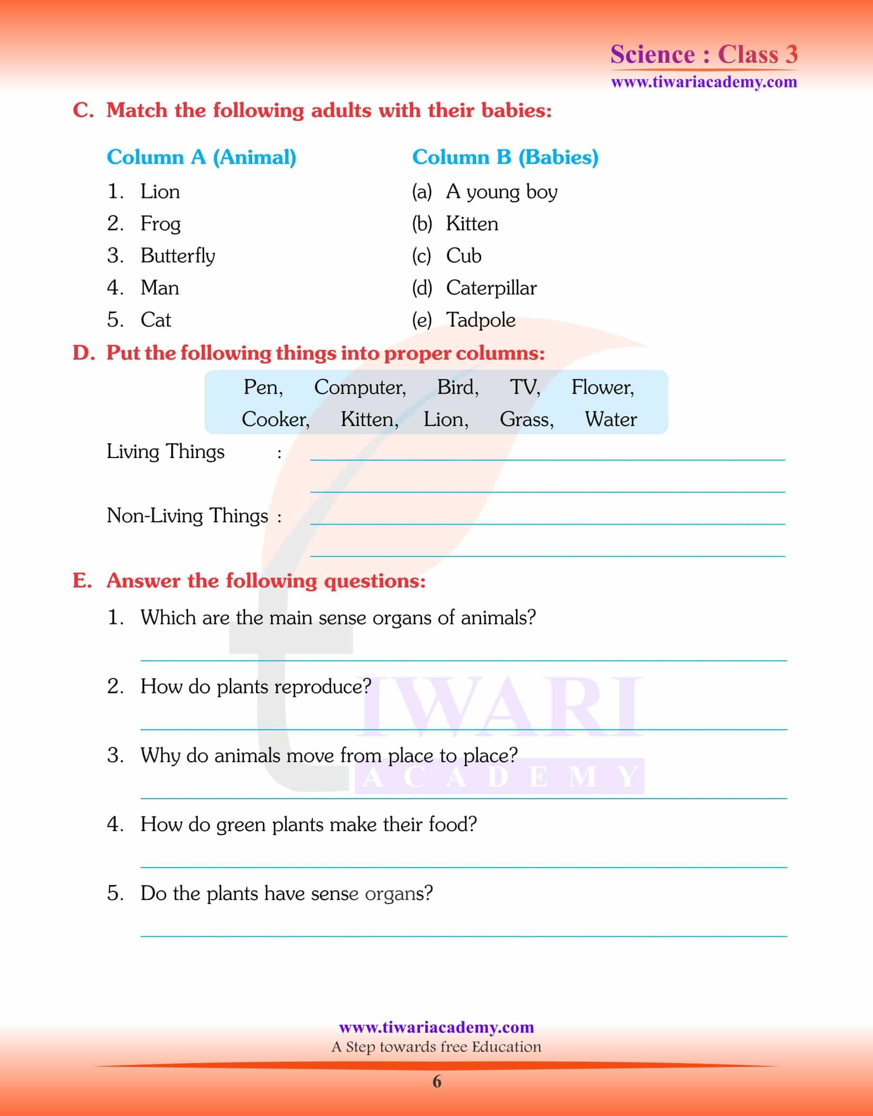 Class 3 Science Chapter 1 Living Things