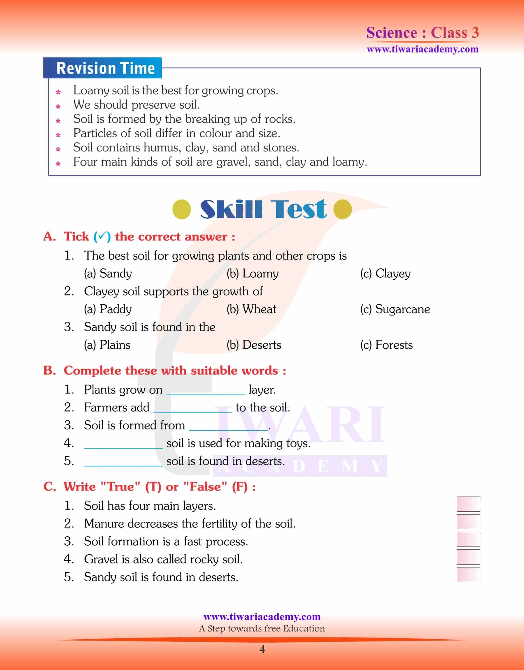 Class 3 Science Chapter 10 Answers